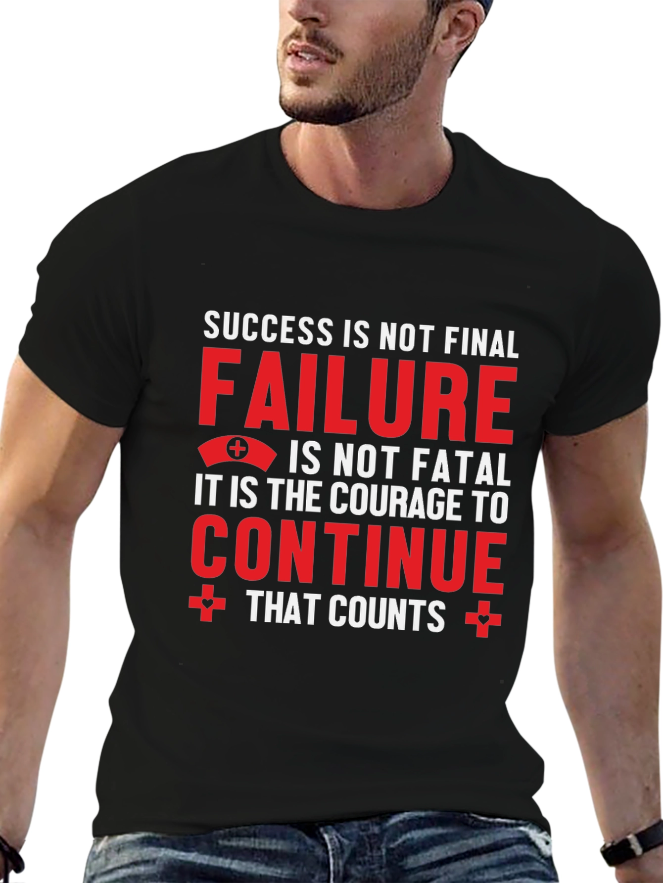 Black Courage to Continue Graphic T-Shirt view 6