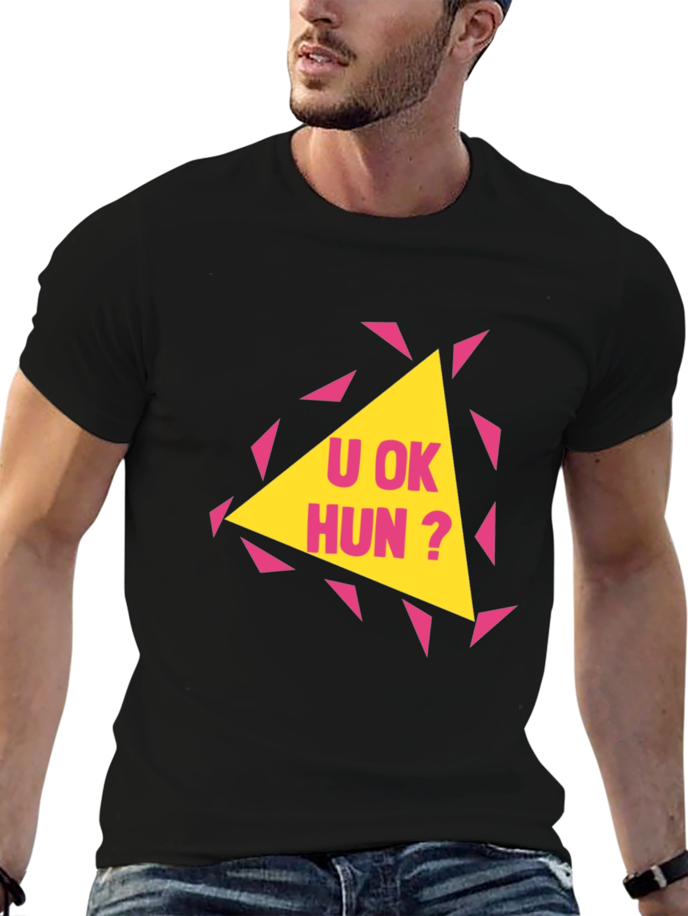 Black U OK Hun? Graphic Print T-Shirt view 6