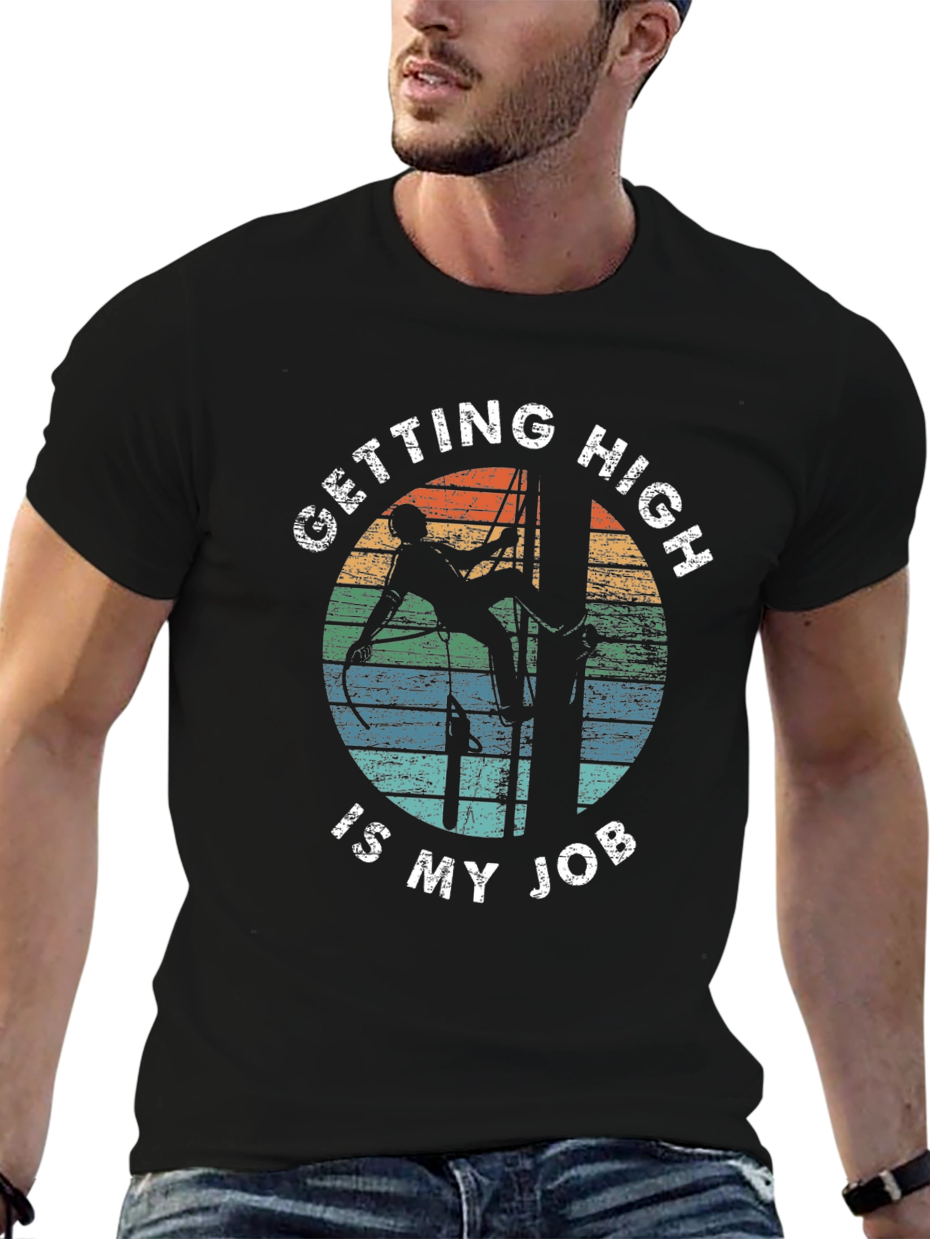 Black Getting High Is My Job Black T-Shirt view 6