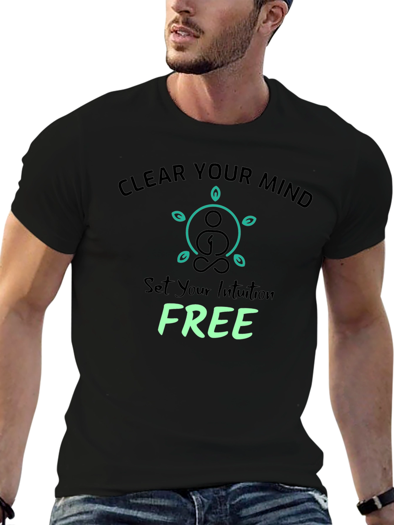 Black Clear Your Mind Graphic Tee - Black Cotton T-Shirt view 6