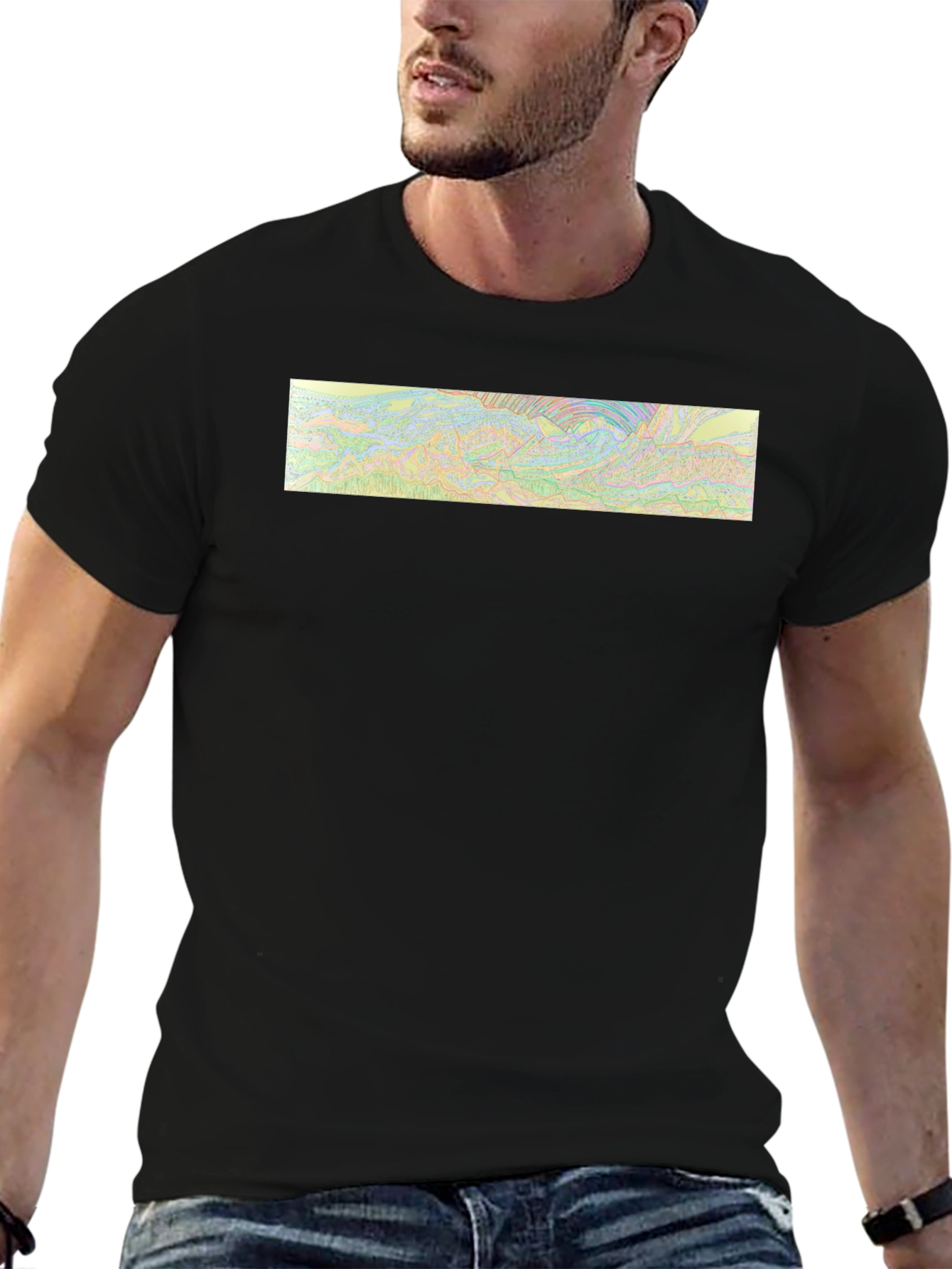 Black Abstract Graphic Tee - Black view 6