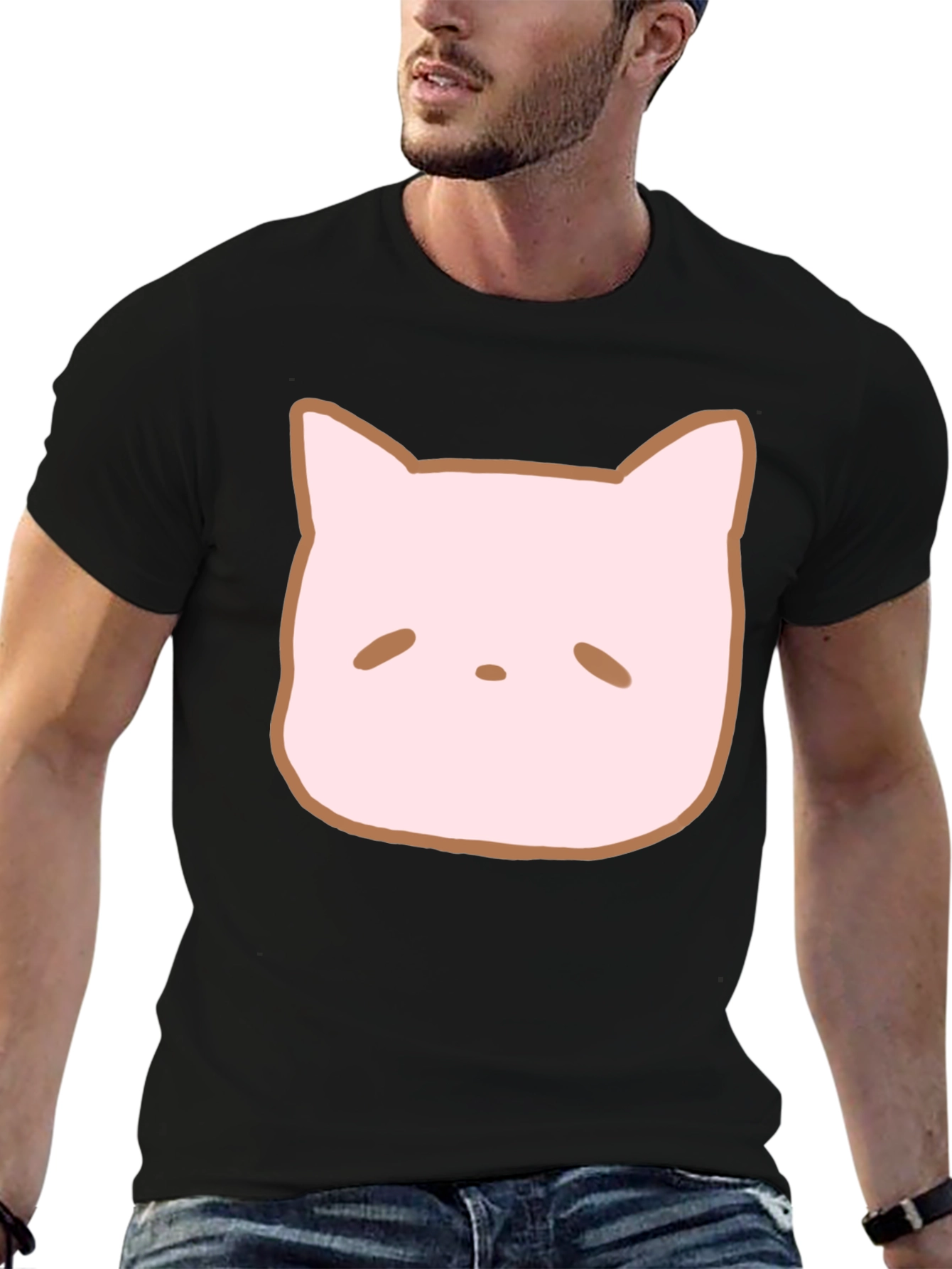 Black Cute Cat Face Graphic Tee - Casual Style view 6