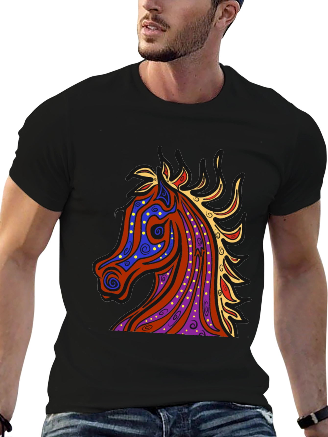 Black Horse Graphic Tee - Men's Black T-Shirt view 6