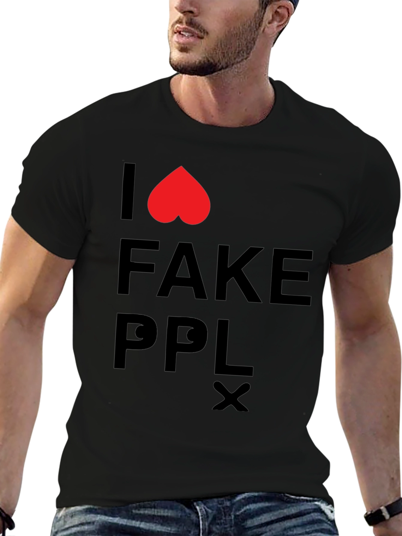 Black I Love Fake People T-Shirt view 6
