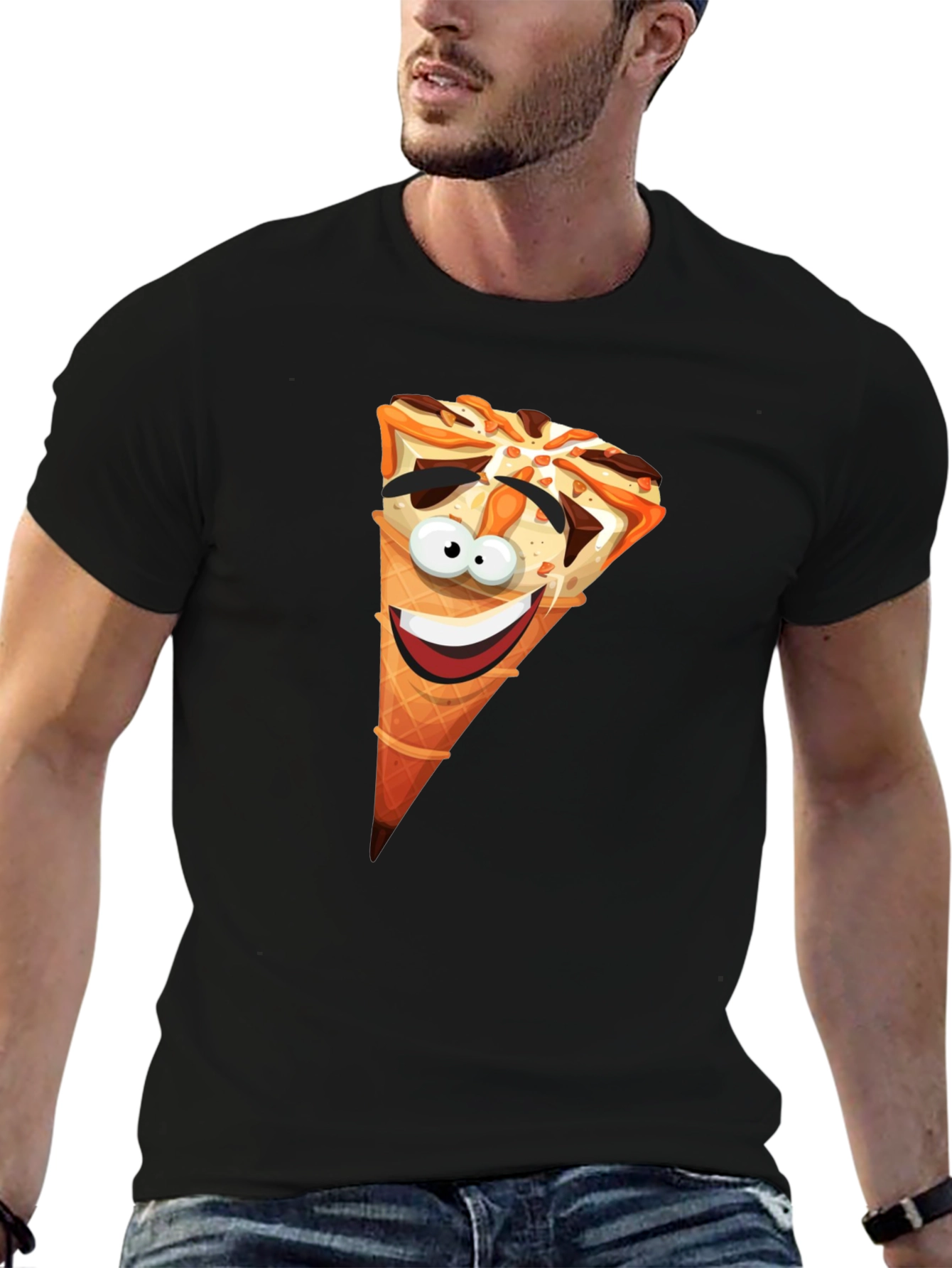 Black Funny Ice Cream Cone Graphic T-Shirt view 6