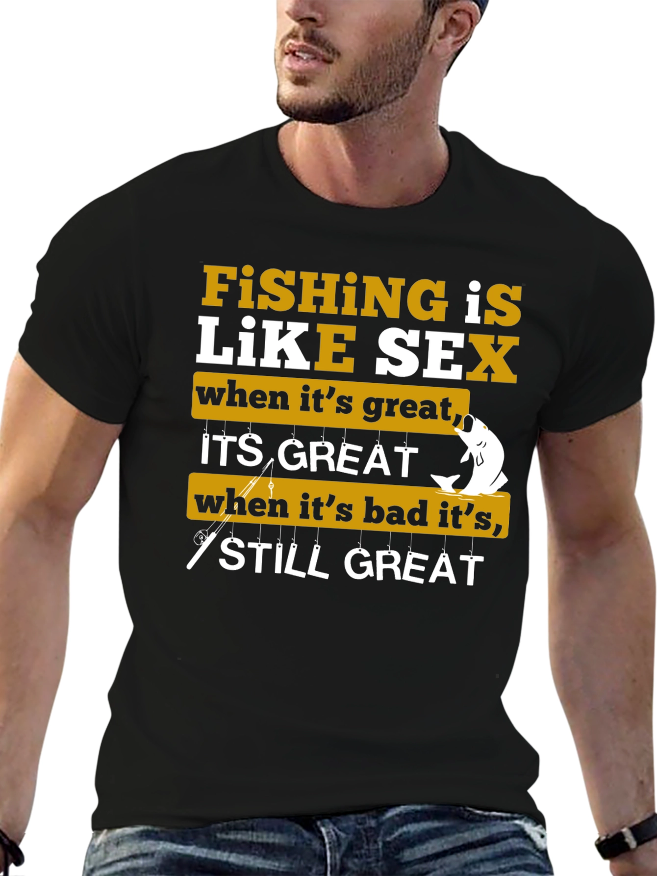 Black Fishing is Like Sex Graphic T-Shirt view 6
