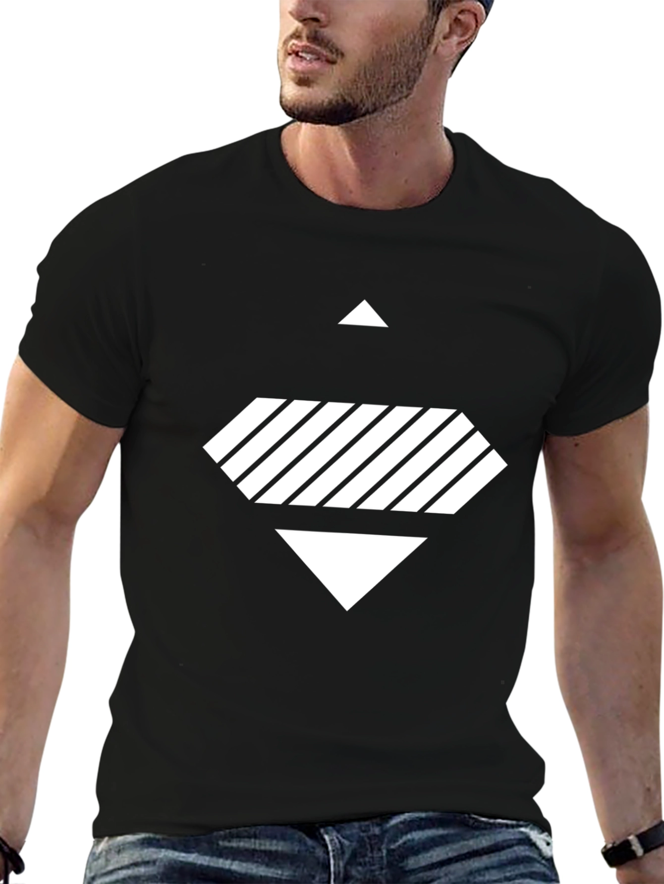 Black Abstract Graphic Black T-Shirt view 6
