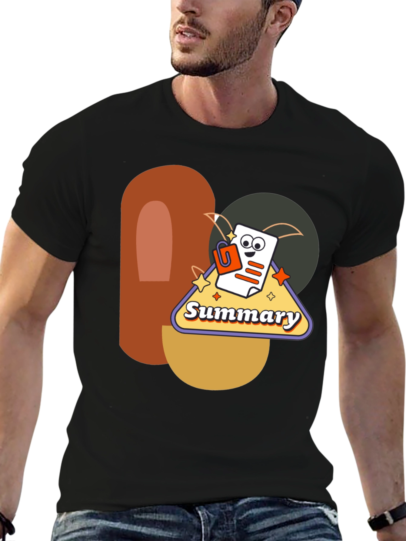 Black Summary Graphic Tee - Retro Style view 6