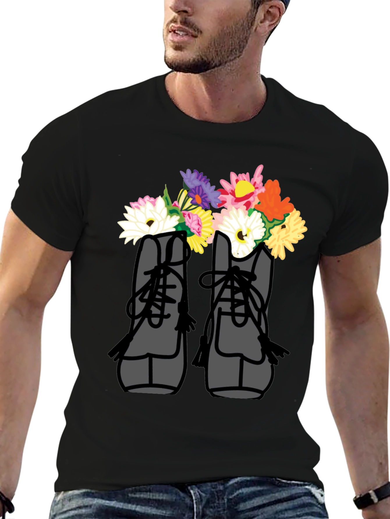 Floral Boots T-Shirt - Unique Graphic Tee for Casual Wear - 6