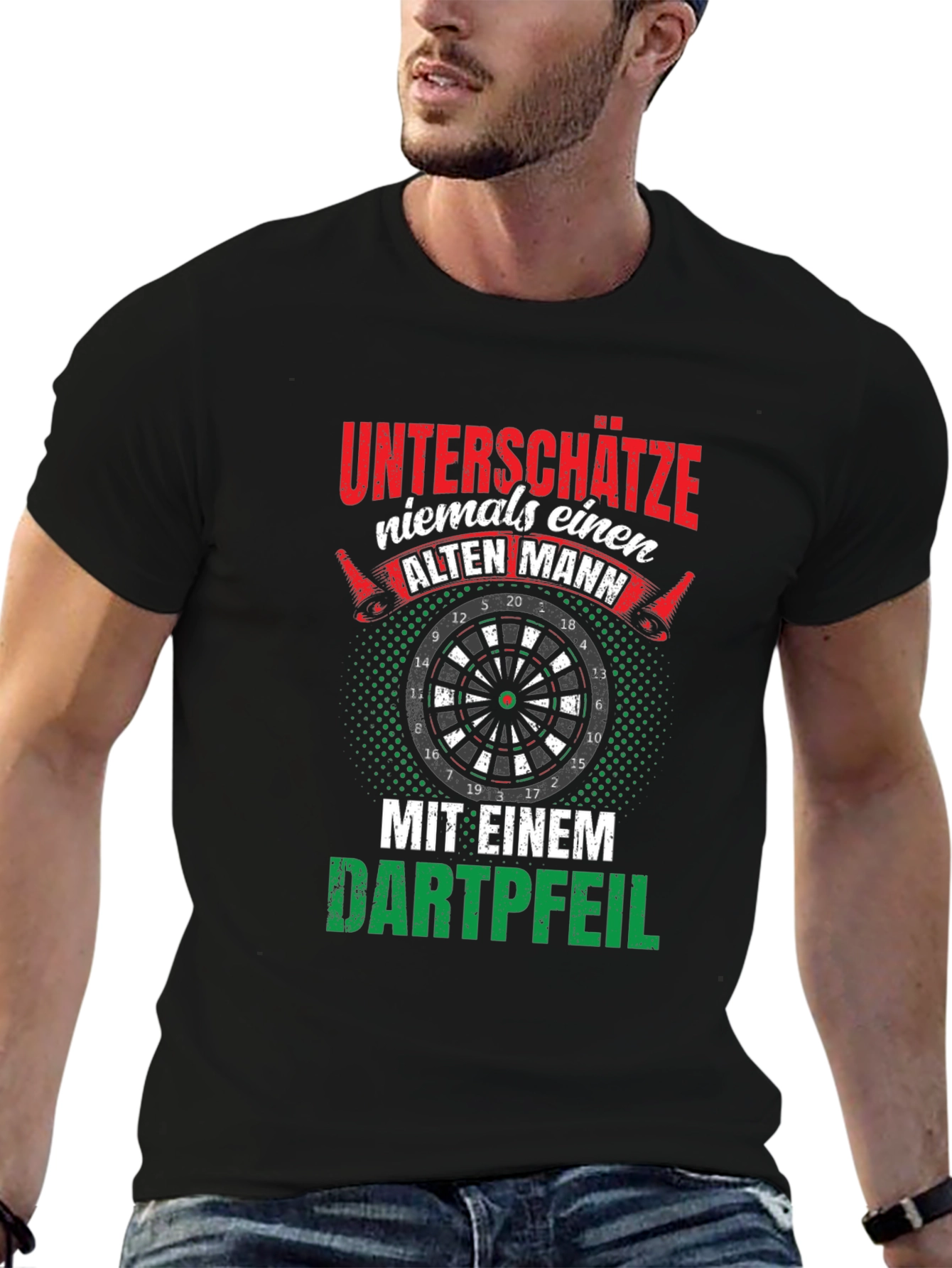Black Funny Dart Player T-Shirt: Never Underestimate an Old Man view 6