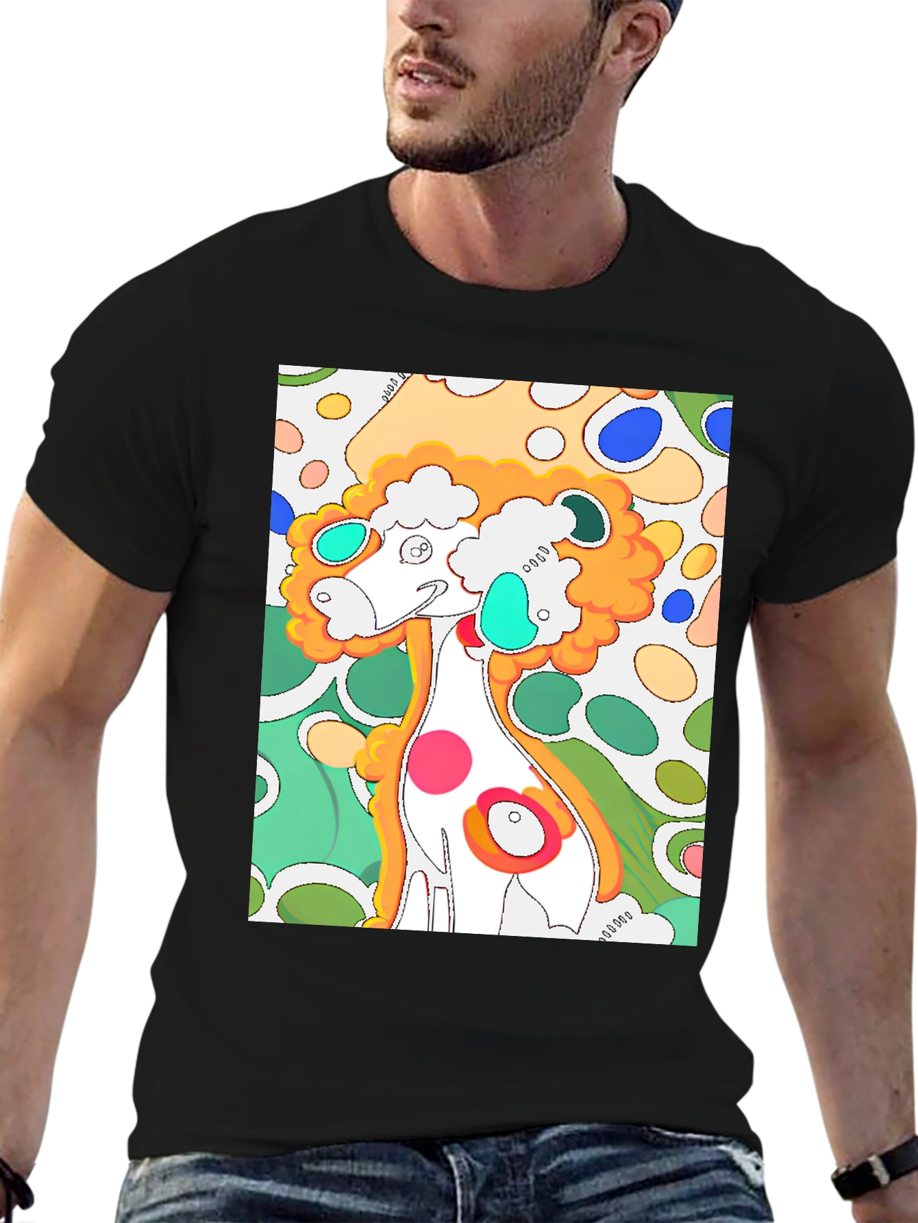 Black Funky Art Graphic T-Shirt - Quirky Design view 6