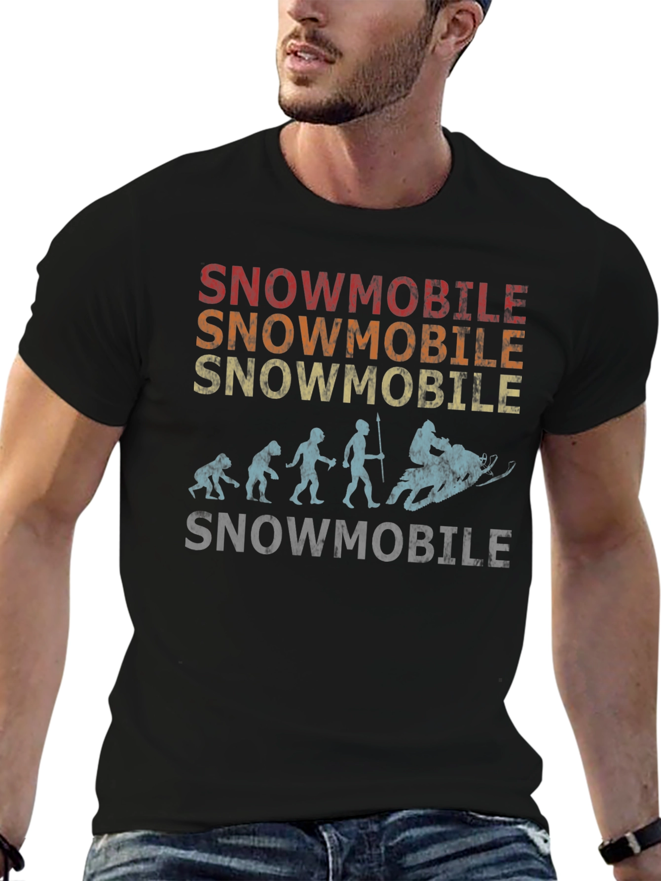 Black Snowmobile Evolution T-Shirt view 6