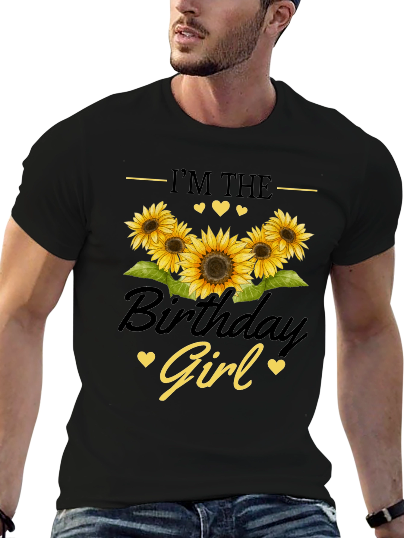 Black Birthday Girl Sunflower Graphic Tee view 6