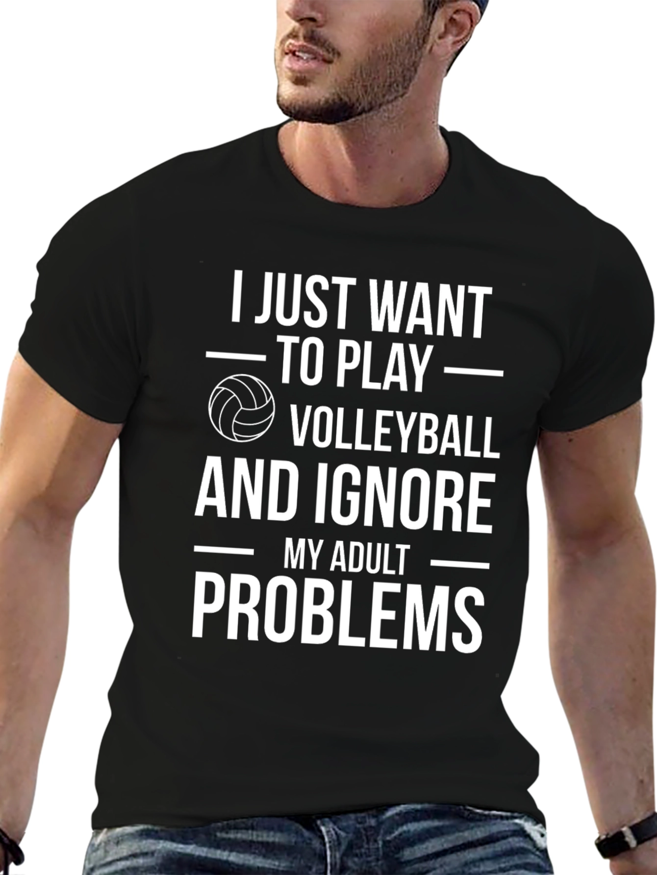 Black Volleyball Lover T-Shirt - Ignore Adult Problems Tee view 6