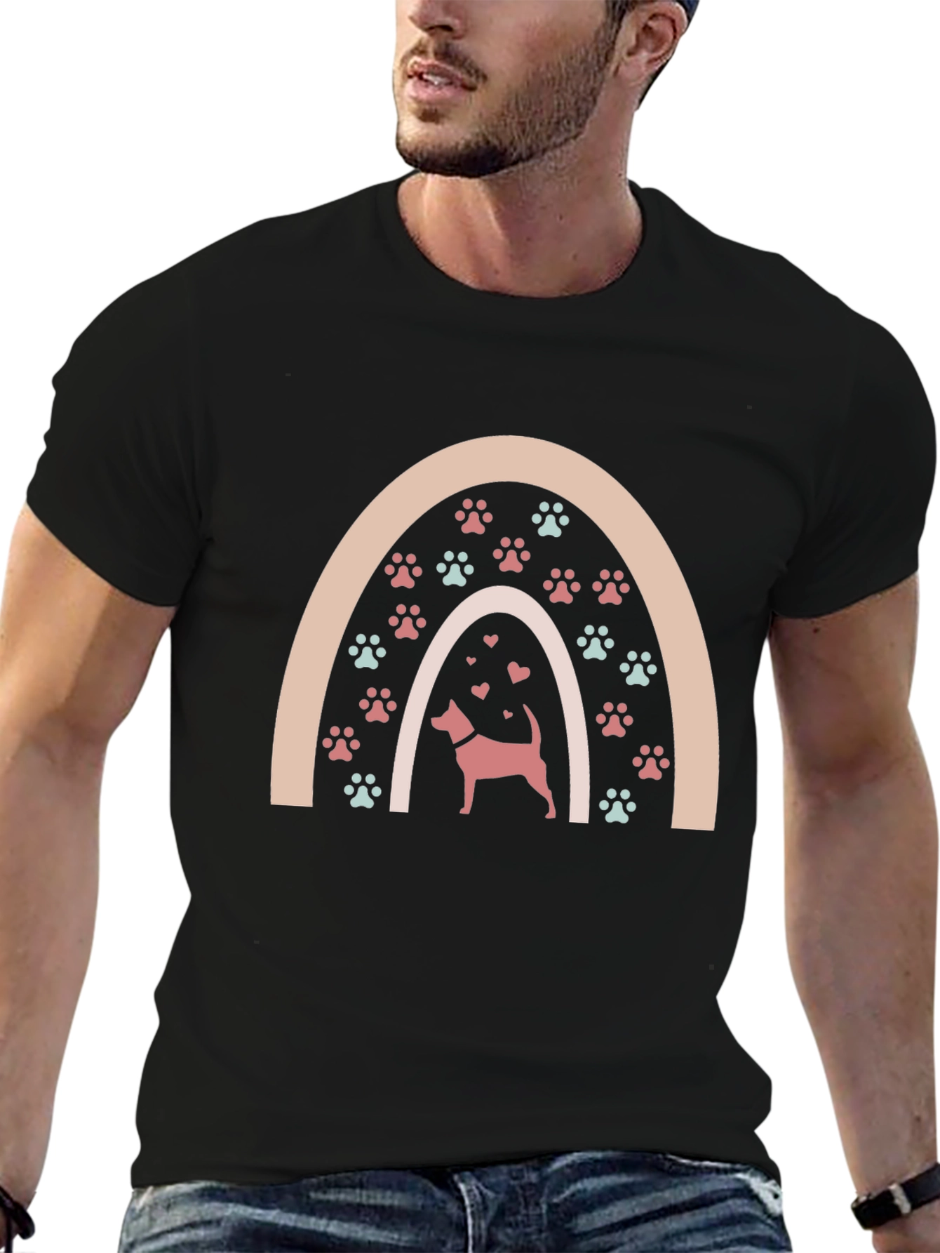 Black Dog Paw Rainbow Graphic Tee - Unisex view 6