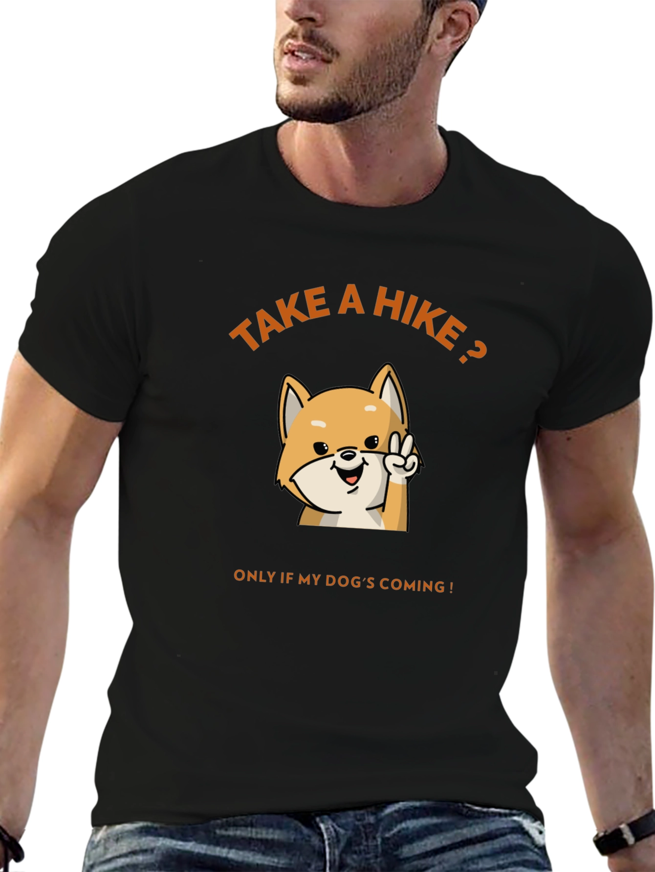Black Take a Hike? Dog Lover's Black Graphic Tee view 6