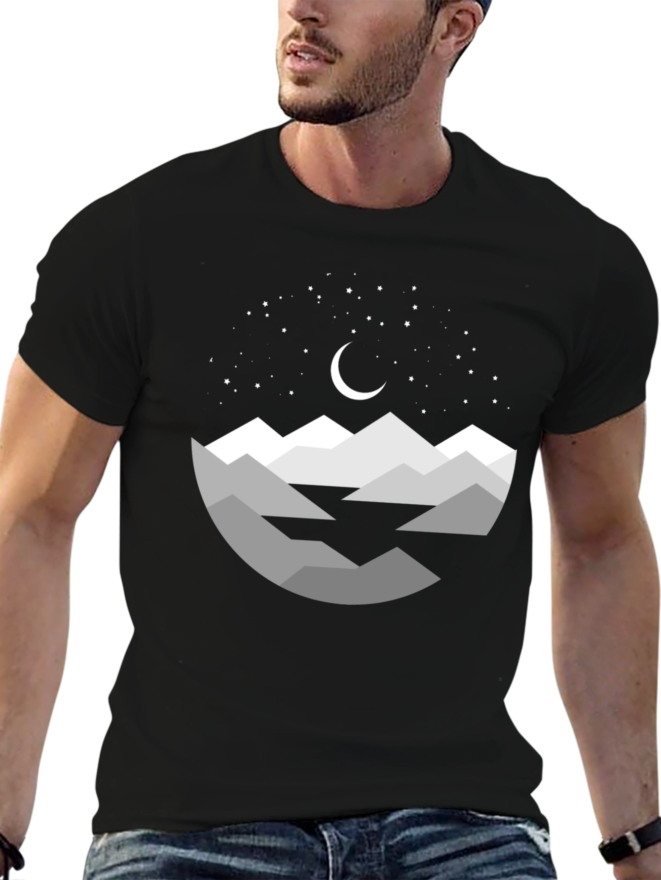 Black Night Mountain Graphic Tee - Stylish Comfort view 6
