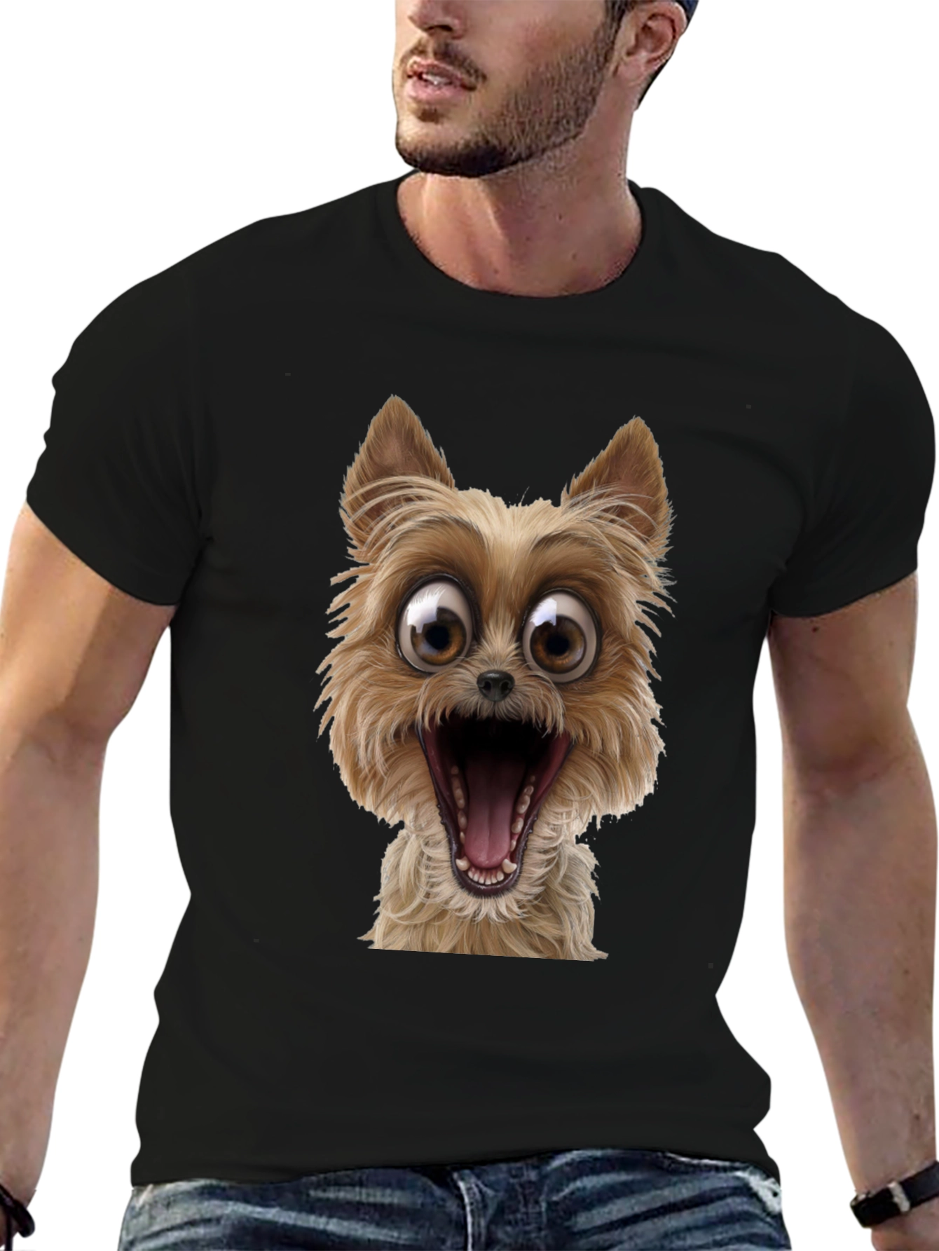 Black Dog Cartoon Graphic Black T-Shirt view 6