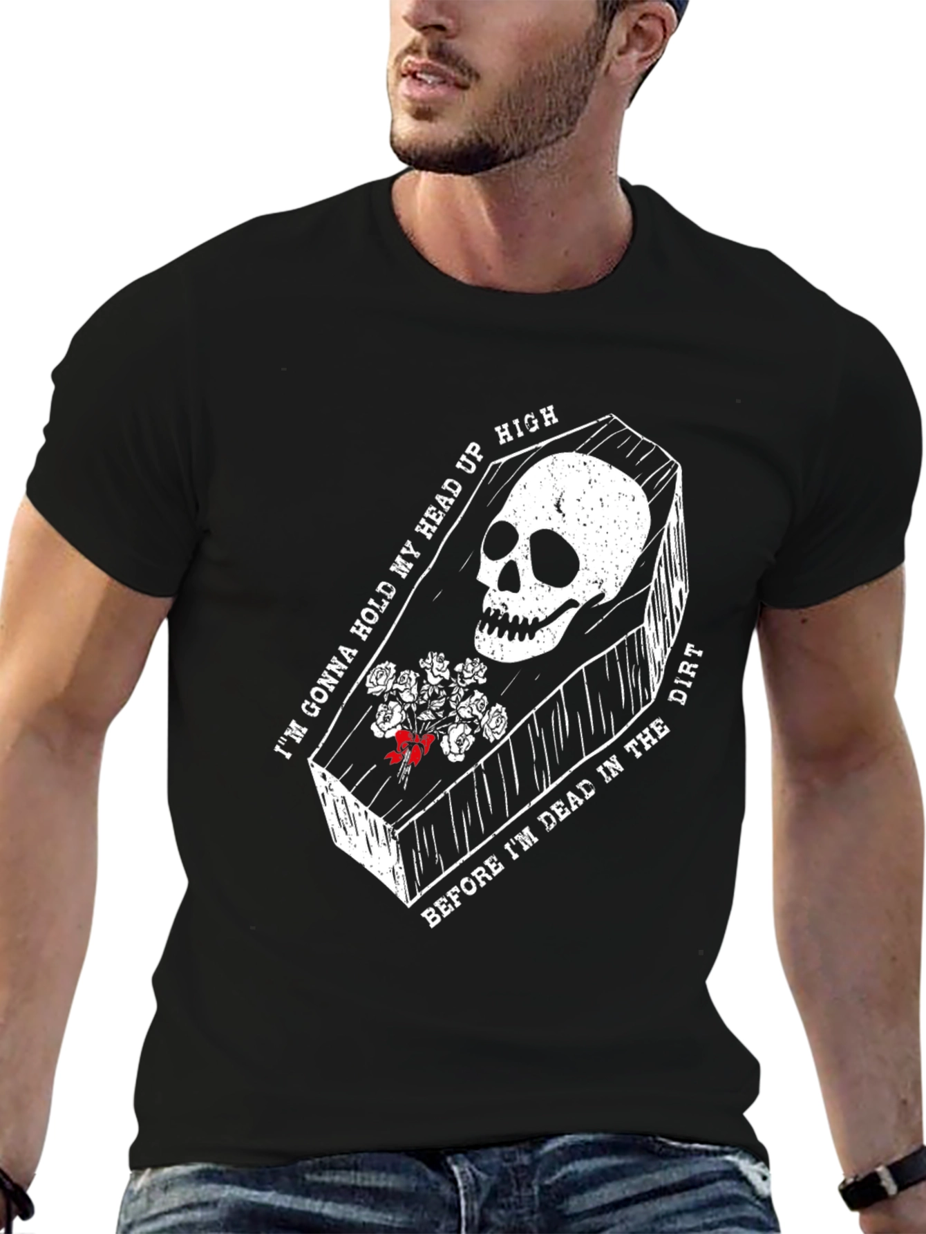 Black Skull Coffin Graphic Tee - Hold My Head Up High view 6