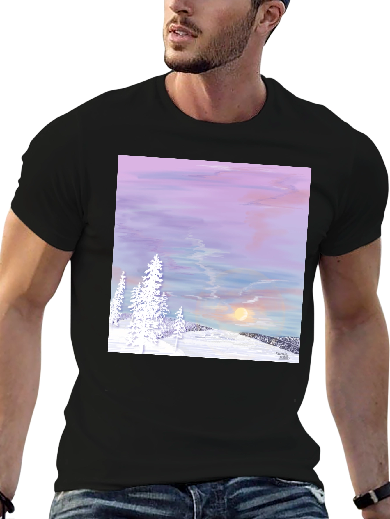 Black Winter Sunset Graphic Tee view 6