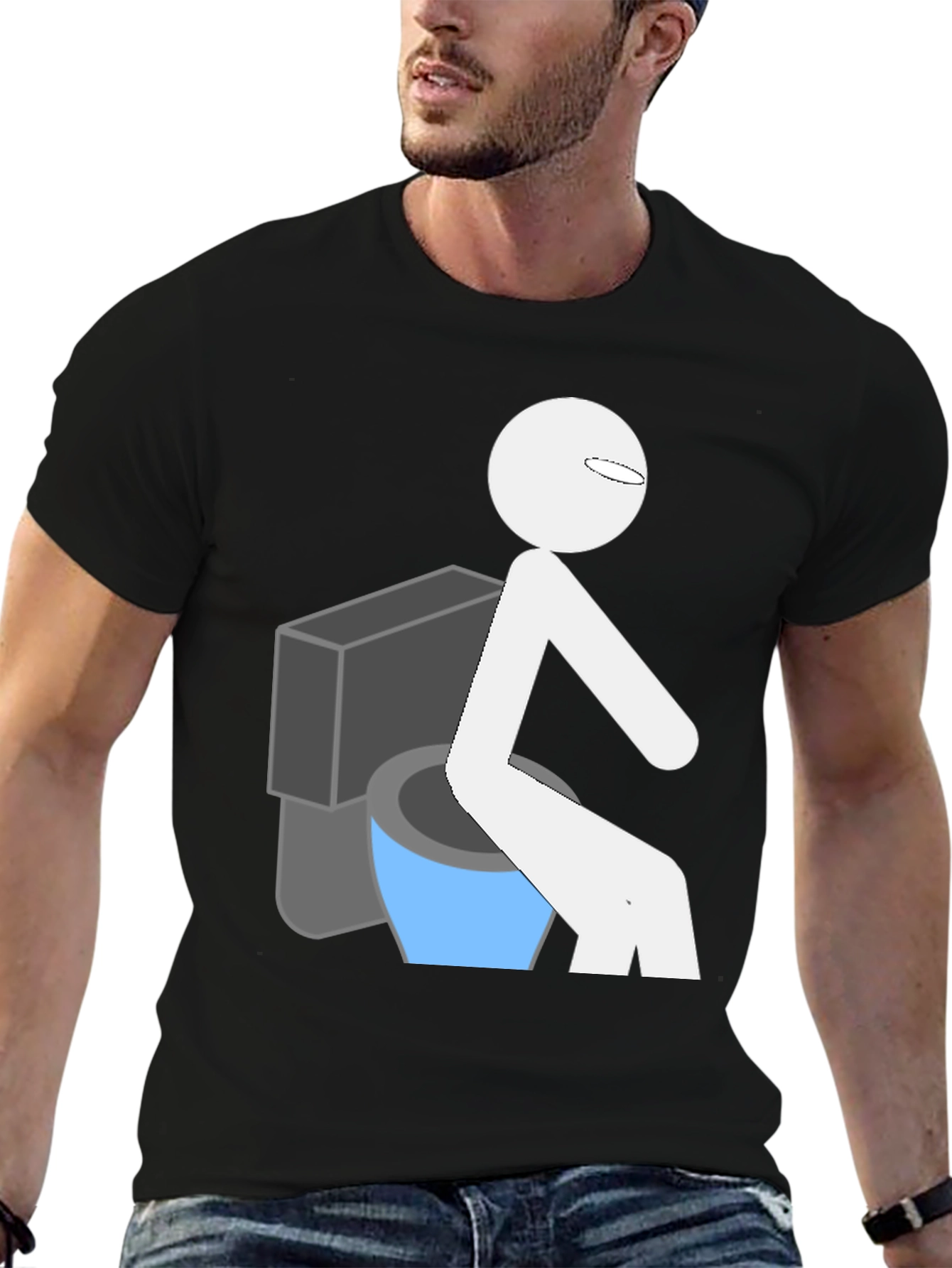 Black Funny Toilet Humor Graphic T-Shirt view 6