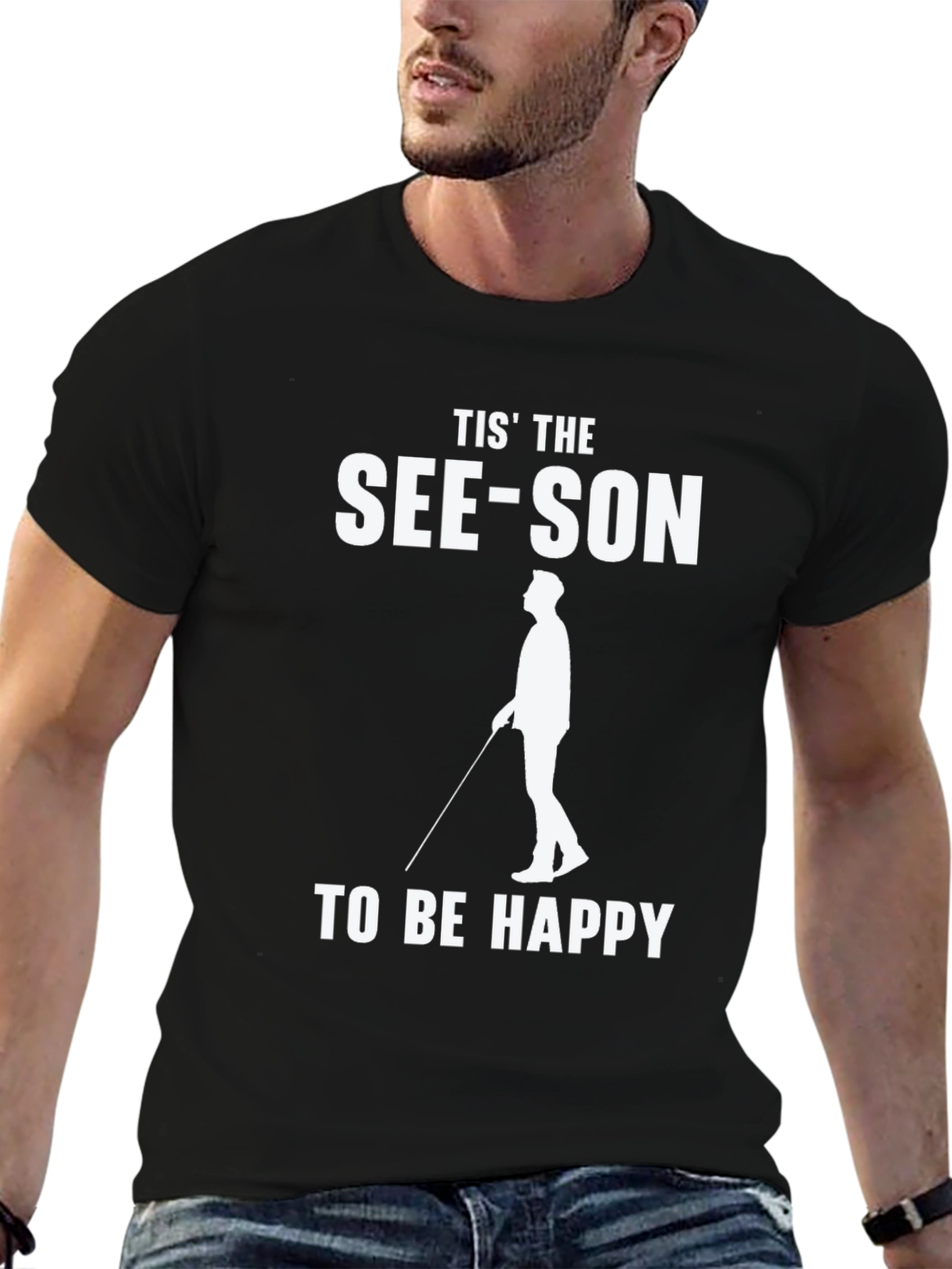 Black Tis' The See-Son to be Happy T-Shirt view 6