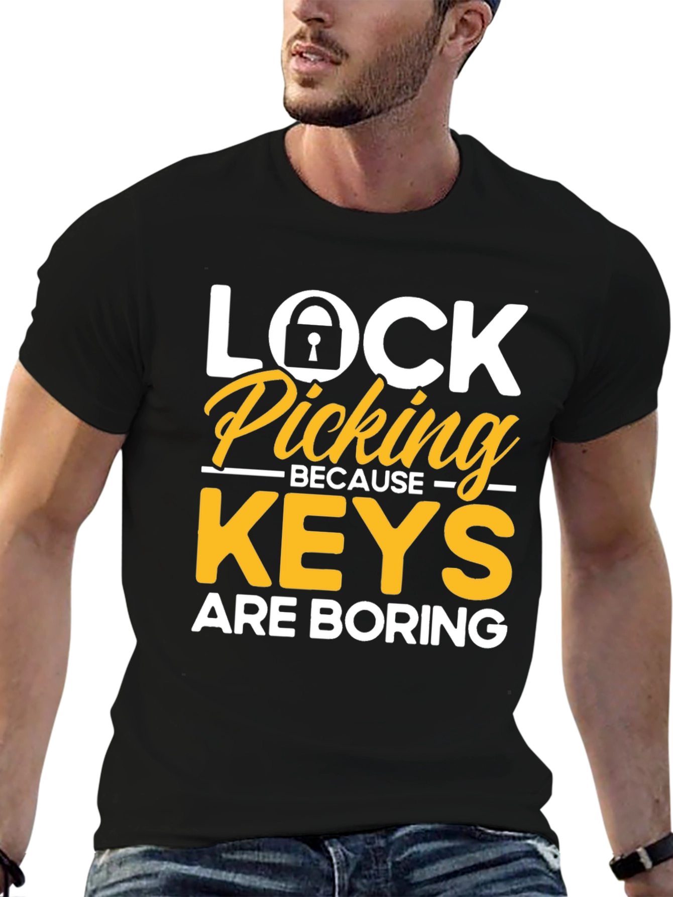Black Lock Picking Enthusiast T-Shirt view 6