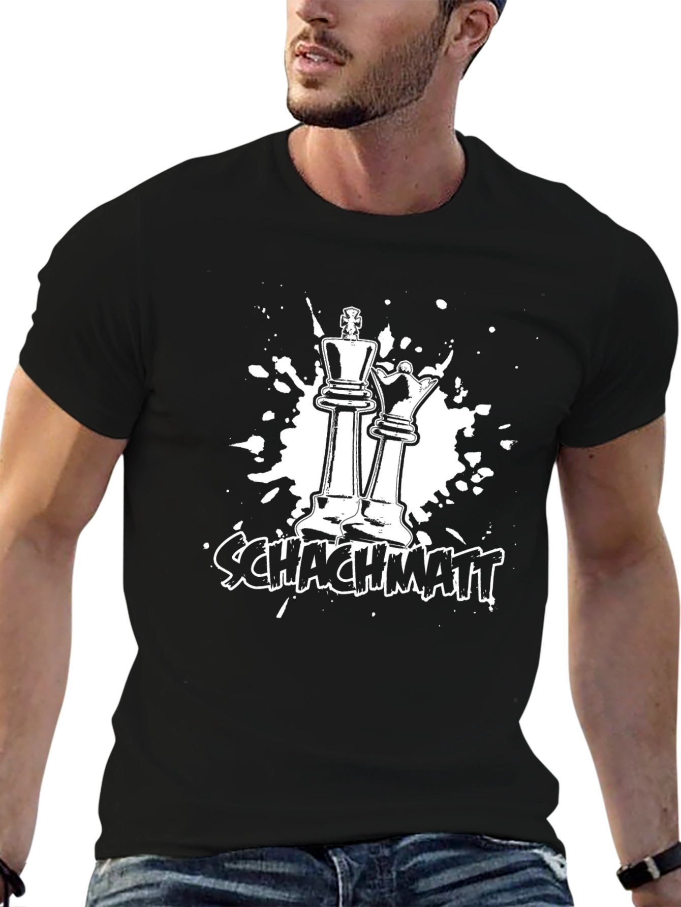 Black Chess King & Queen T-Shirt - Schachmatt Design view 6