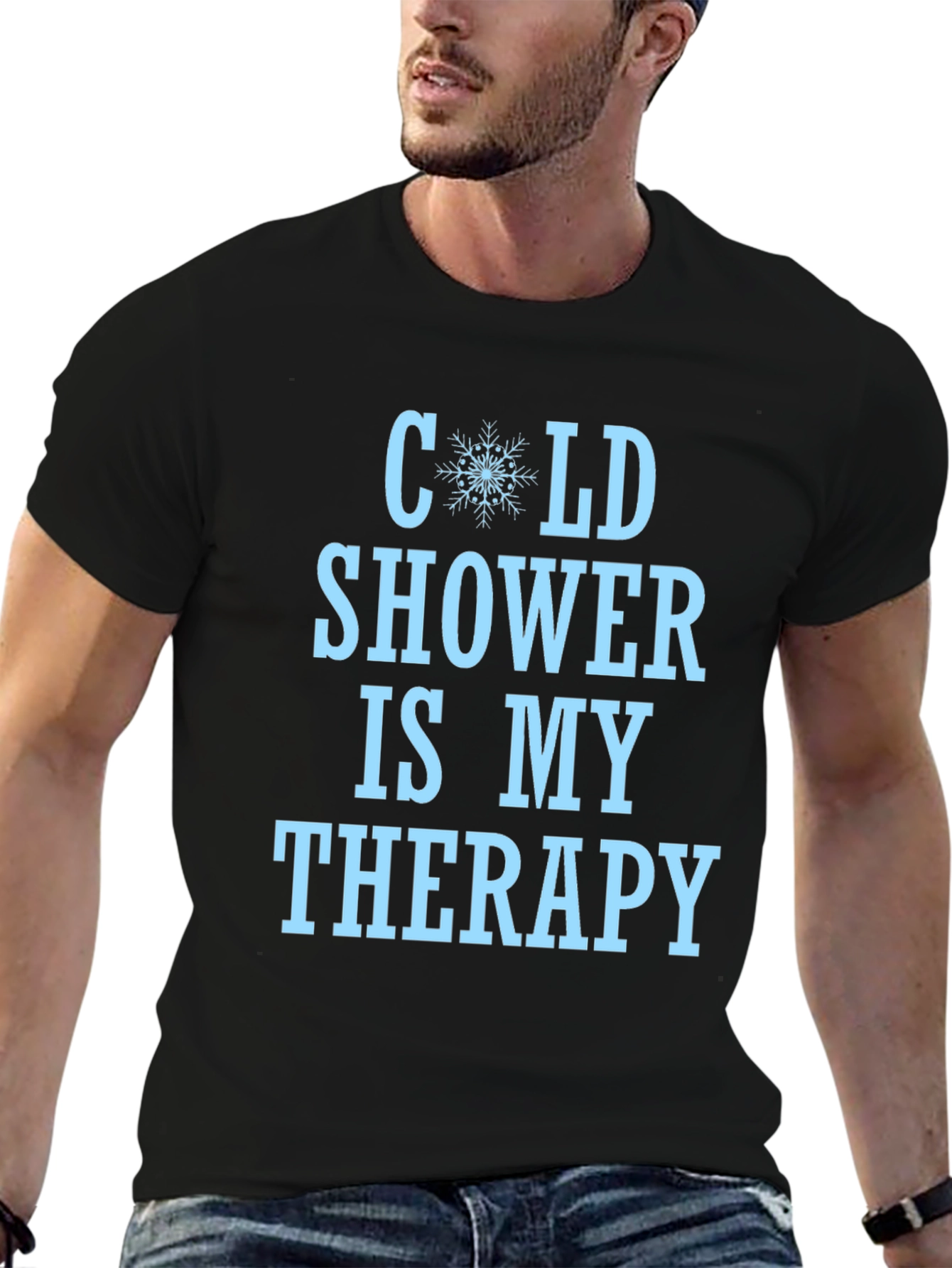 Black Cold Shower Therapy Graphic Tee - Black T-Shirt view 6