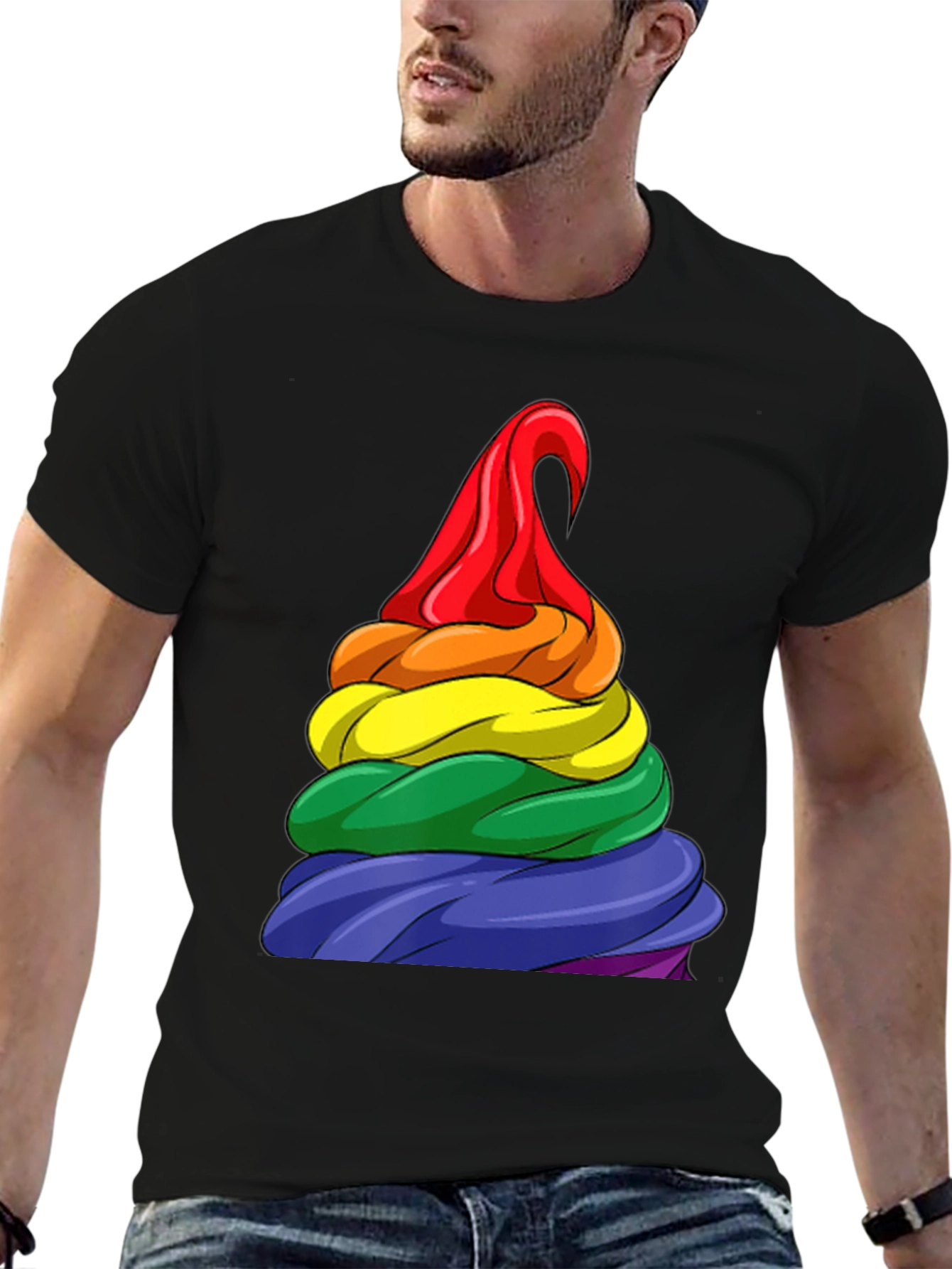 Black Rainbow Swirl T-Shirt - Pride Apparel view 6