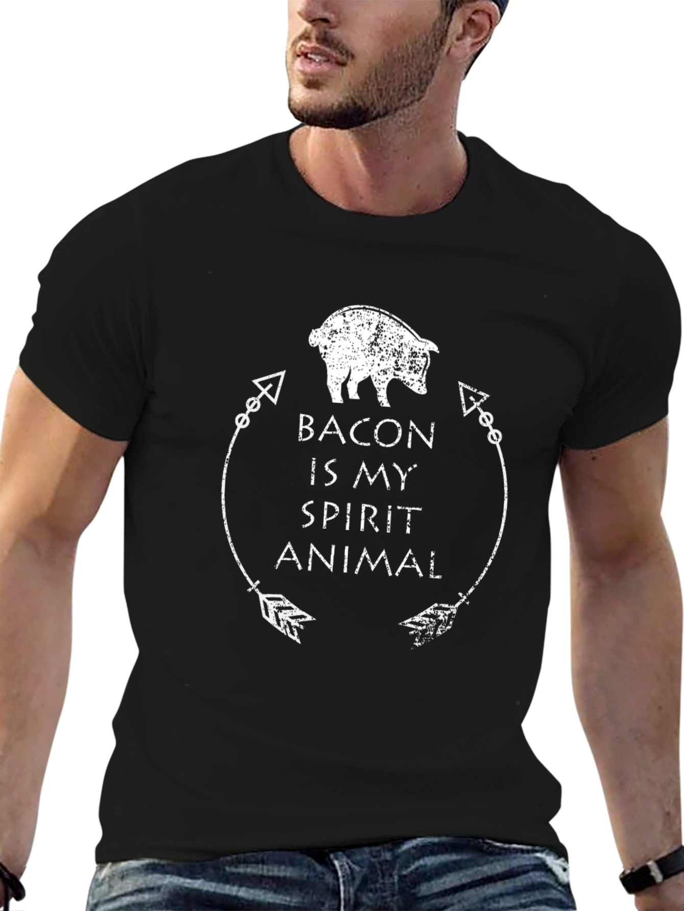 Black Bacon Spirit Animal Graphic Tee view 6