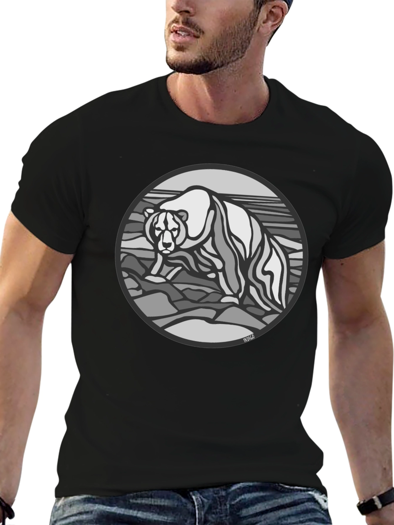 Black Bear Graphic T-Shirt - Black Cotton Tee view 6