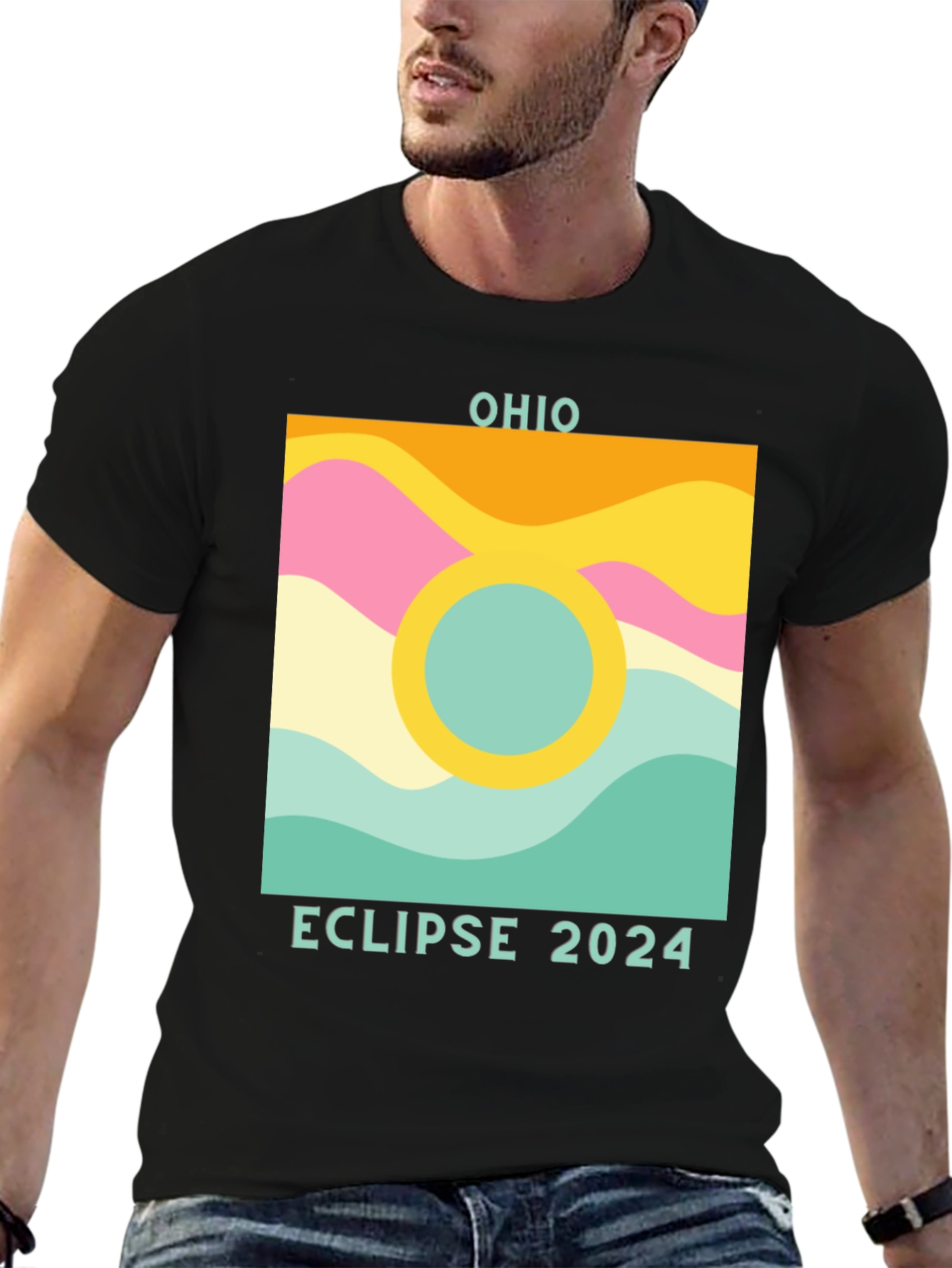 Black Ohio Eclipse 2024 Graphic Tee view 6