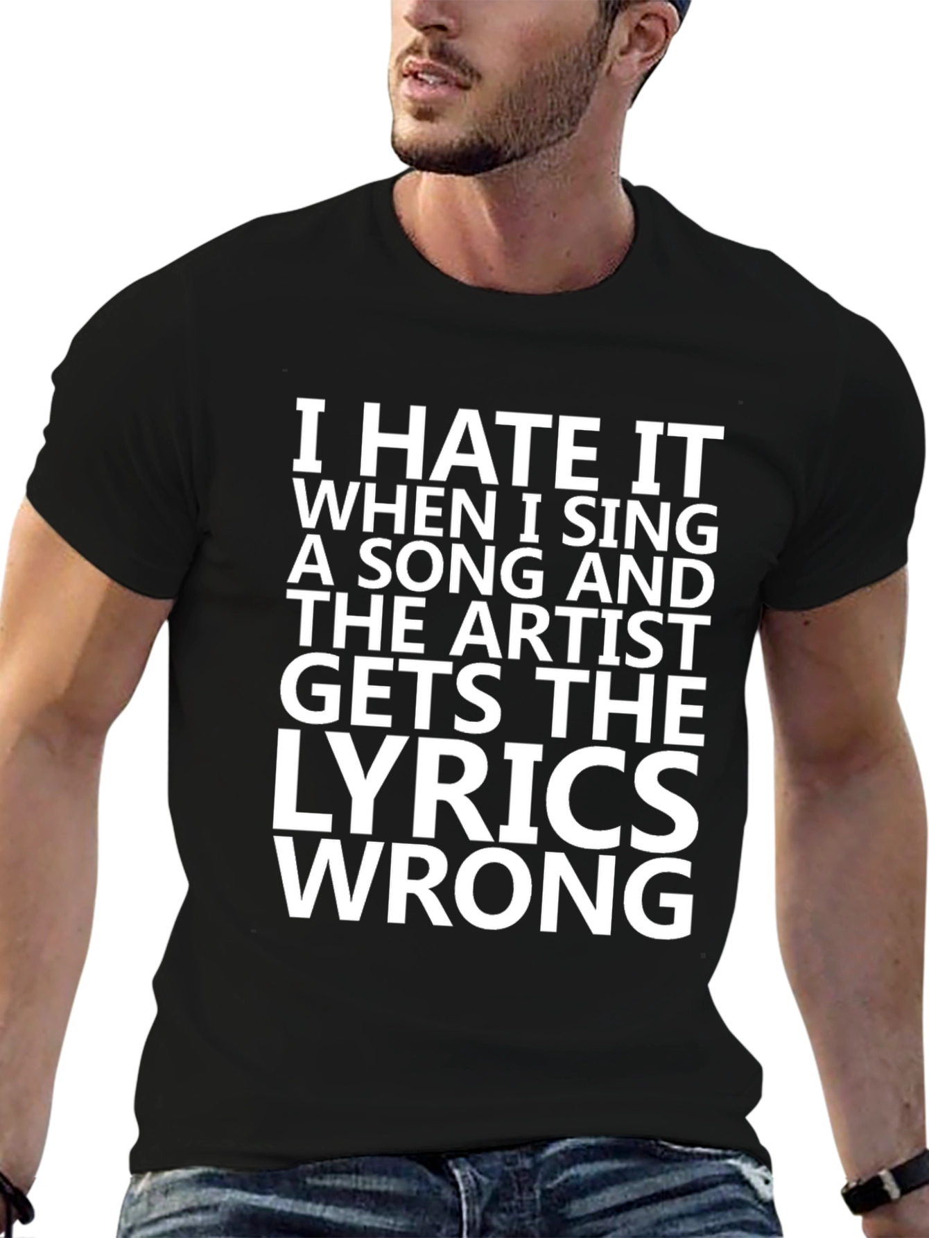 Black Funny 'I Hate It When I Sing' T-Shirt view 6