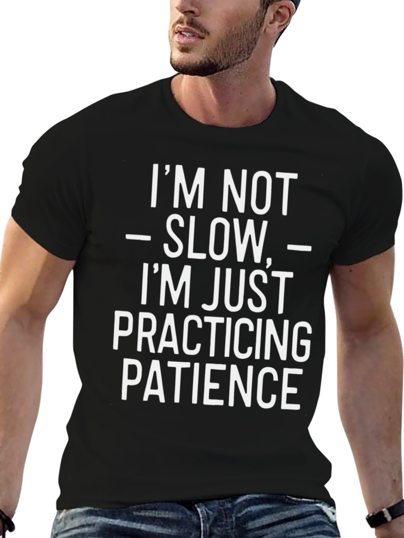 Black Funny Patience Graphic Tee - Humor T-Shirt view 6