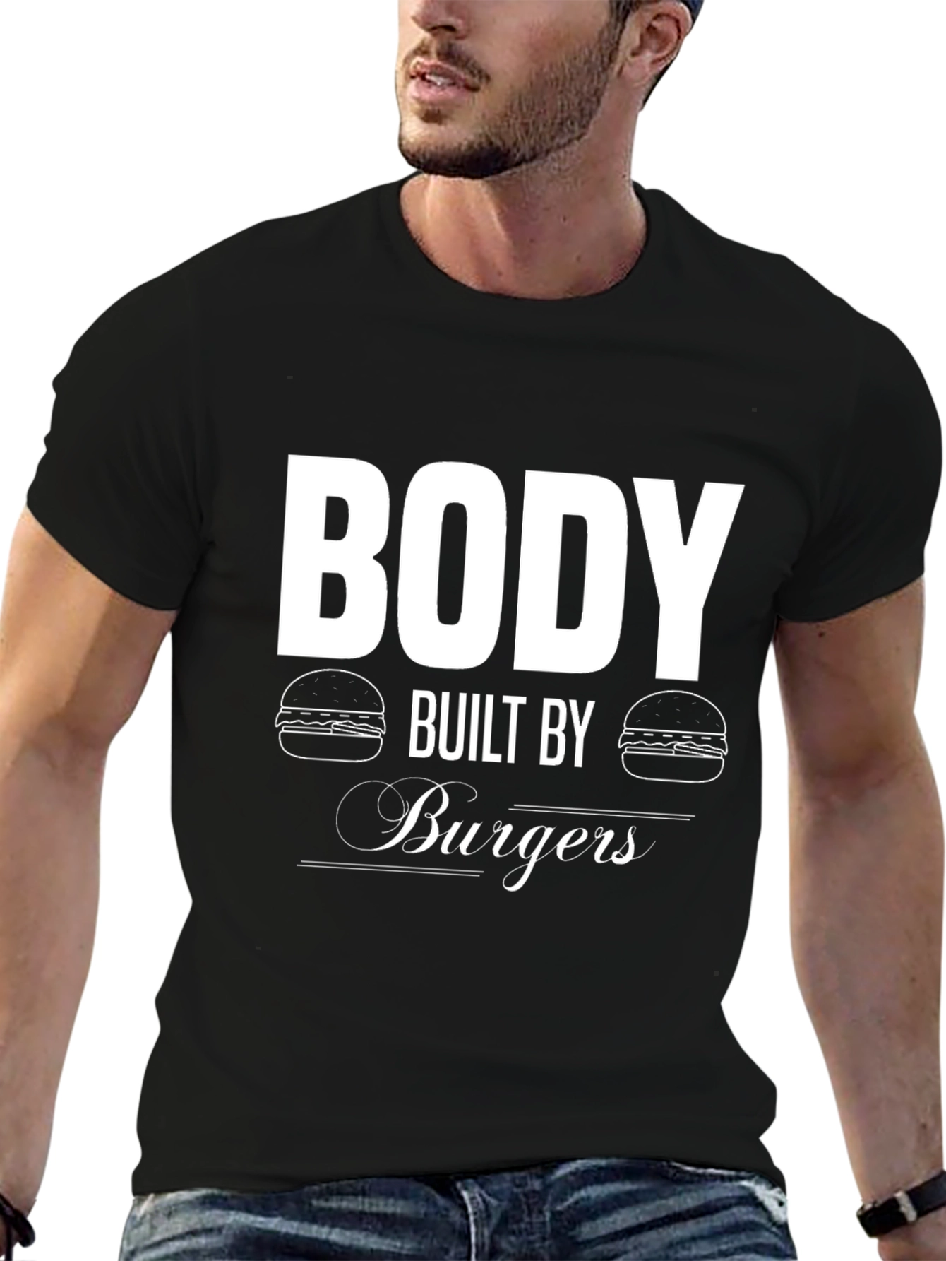 Black Body Built By Burgers Black T-Shirt view 6