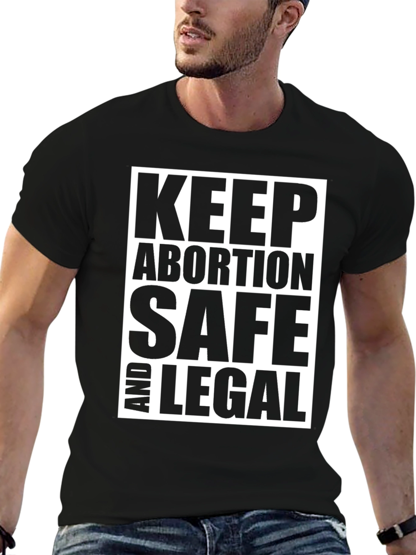 Black Keep Abortion Safe and Legal Black Graphic Tee view 6