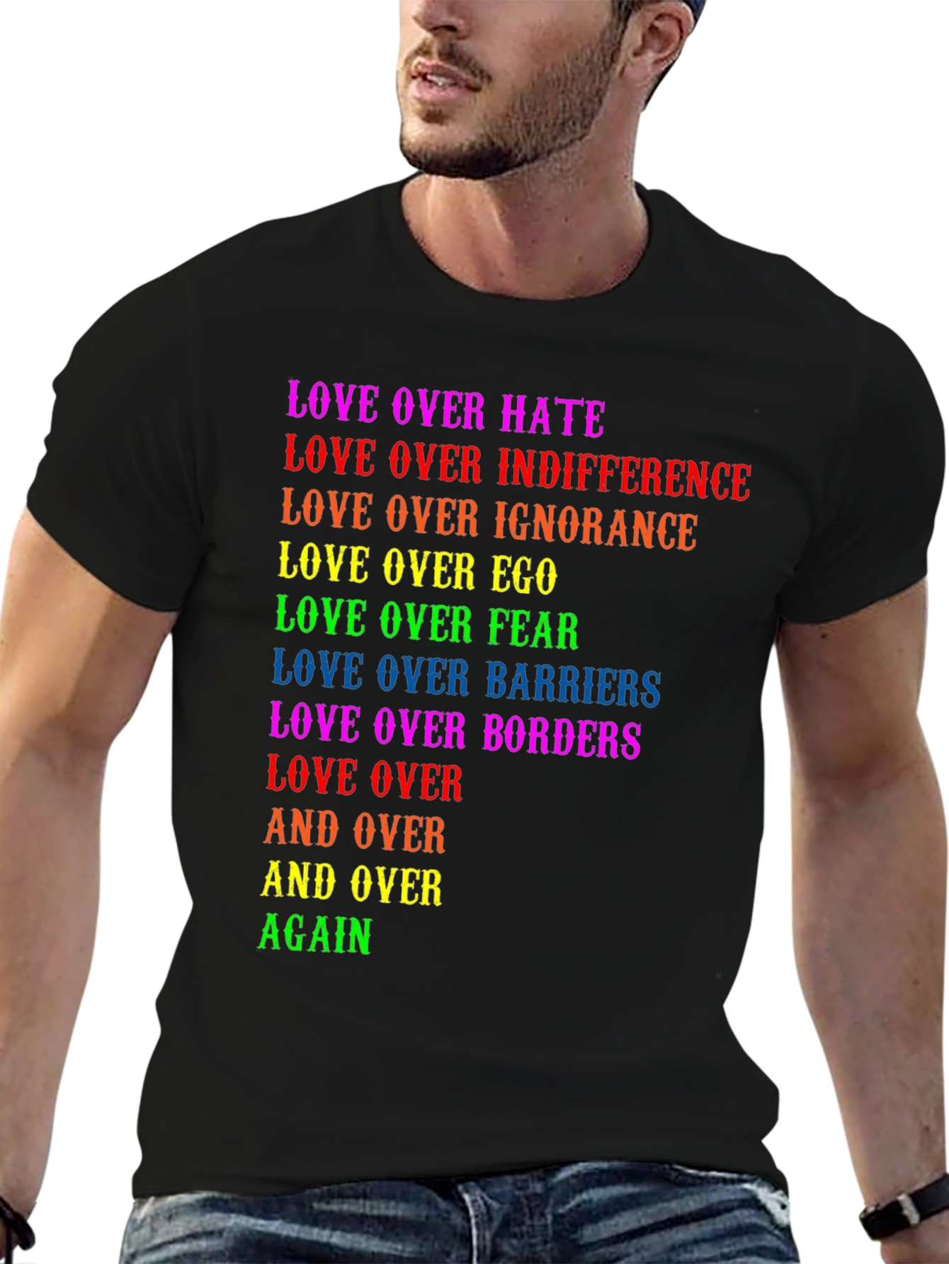 Black Love Over All Graphic Tee - Pride T-Shirt view 6