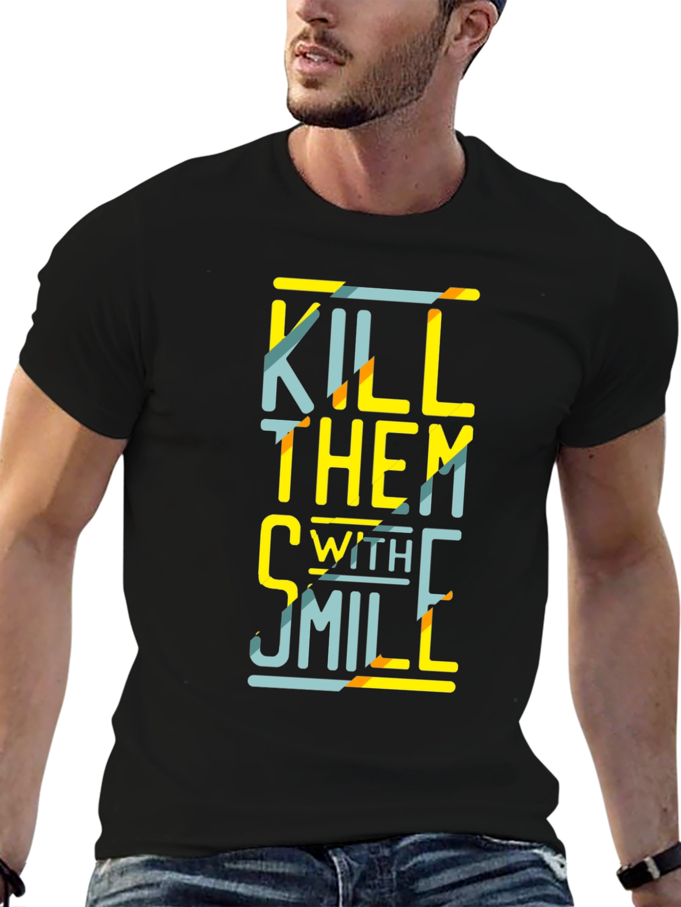 Black Kill Them With Smile Graphic Tee - Black view 6