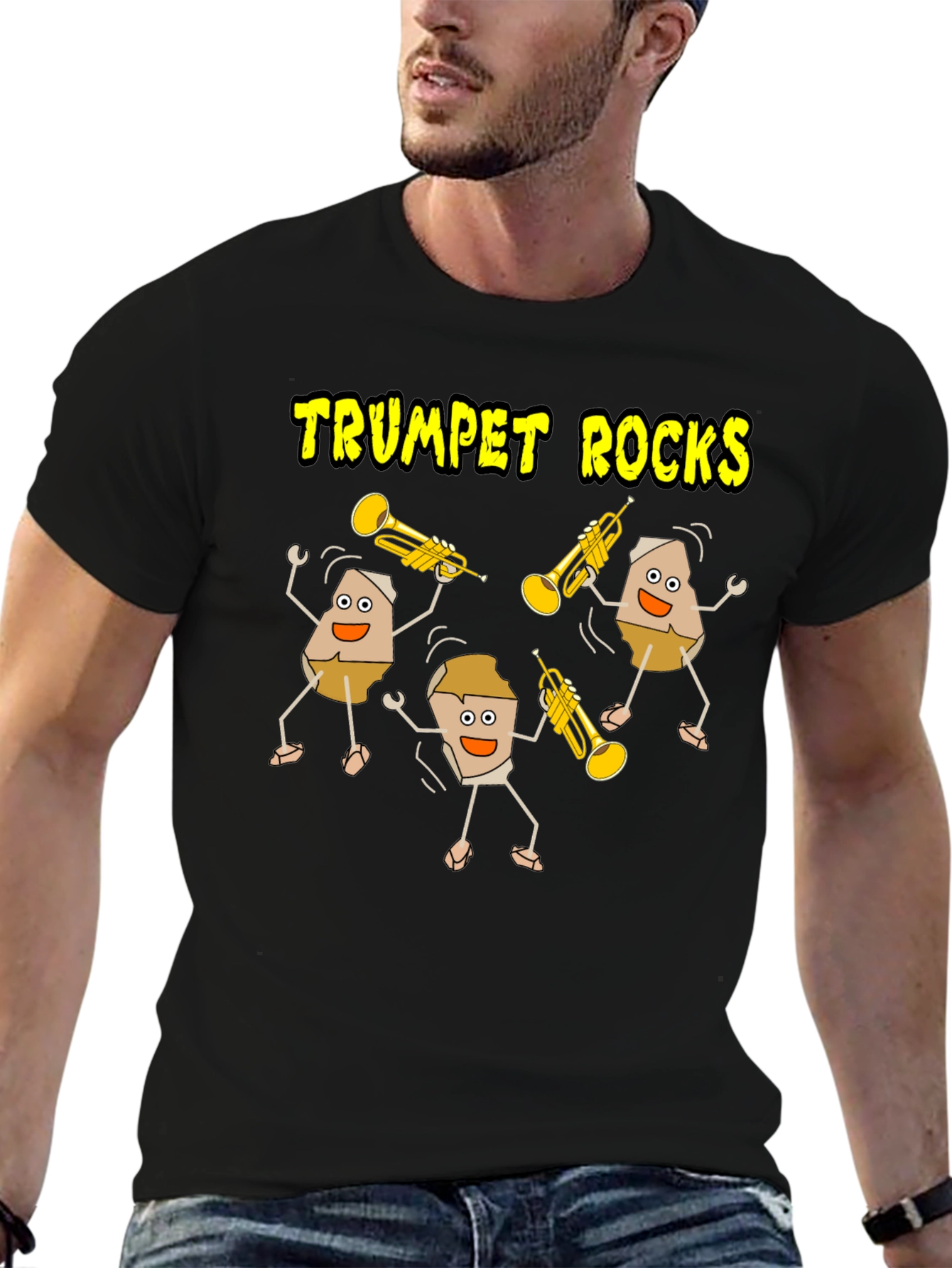 Black Trumpet Rocks Graphic T-Shirt view 6