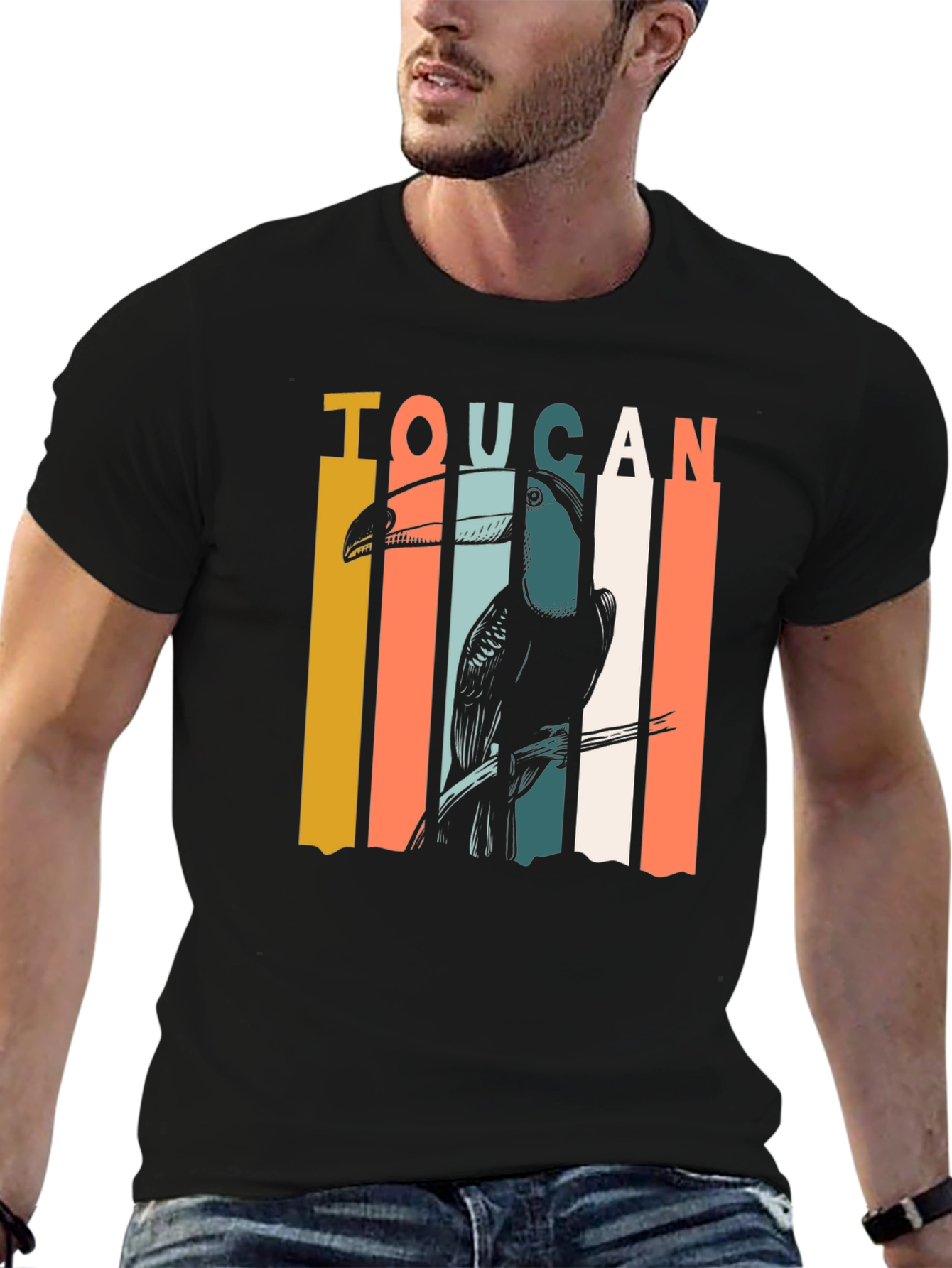 Black Retro Toucan Graphic T-Shirt - Classic Style view 6