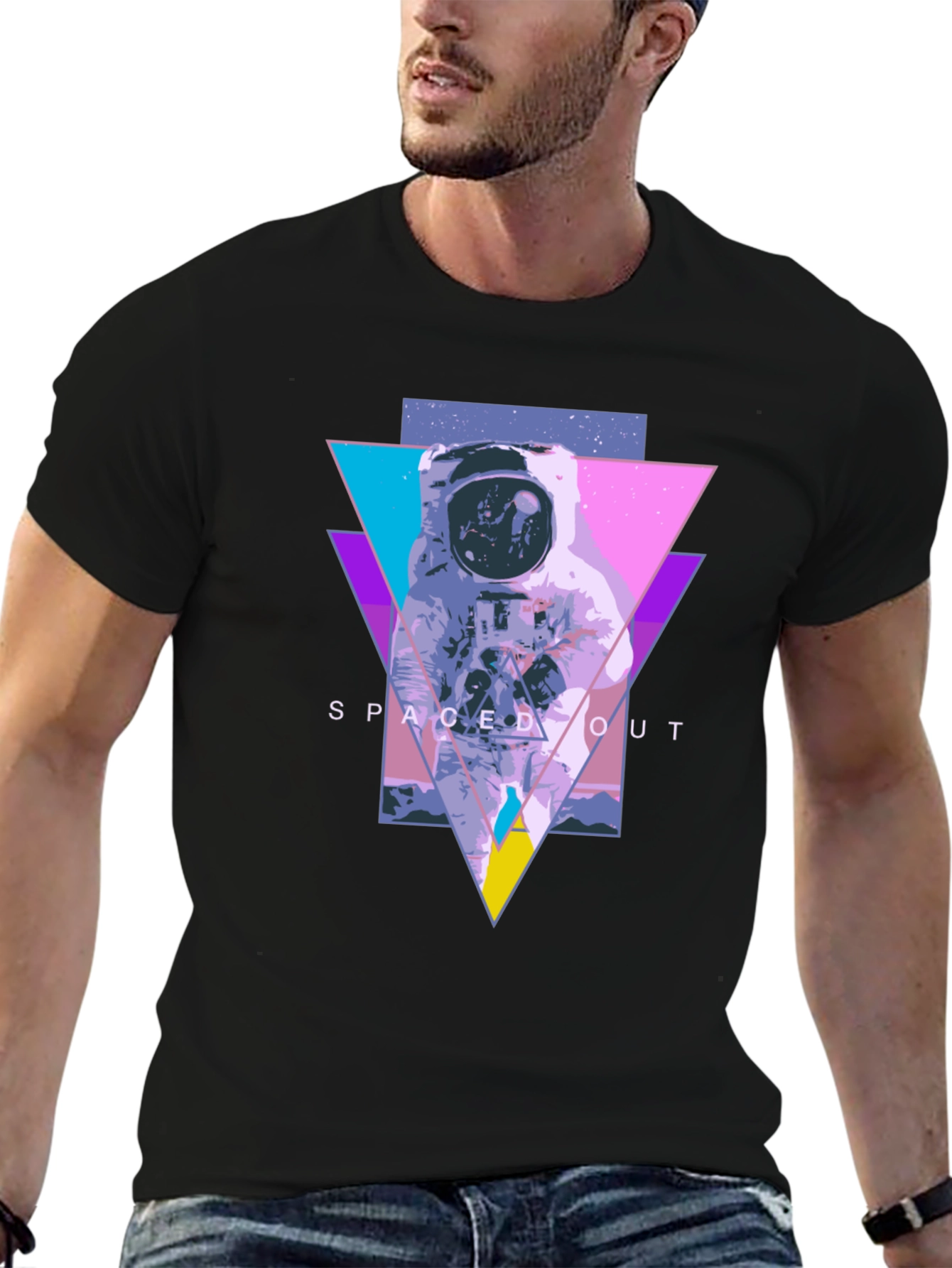 Black Spaced Out Astronaut Graphic Tee - Black view 6