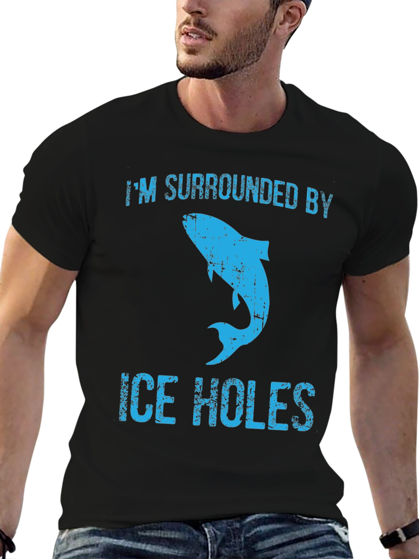 Black I'm Surrounded By Ice Holes T-Shirt view 6