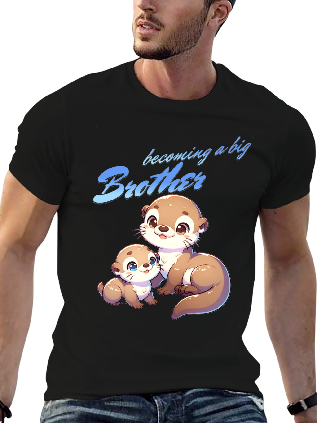 Black Becoming a Big Brother Otter T-Shirt view 6