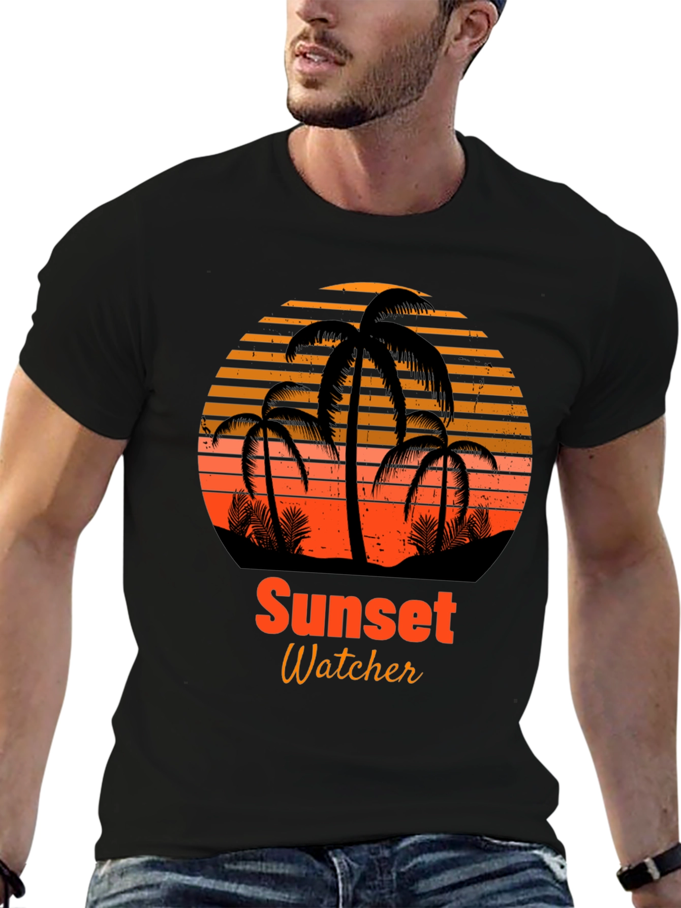 Black Sunset Watcher Graphic Tee view 6
