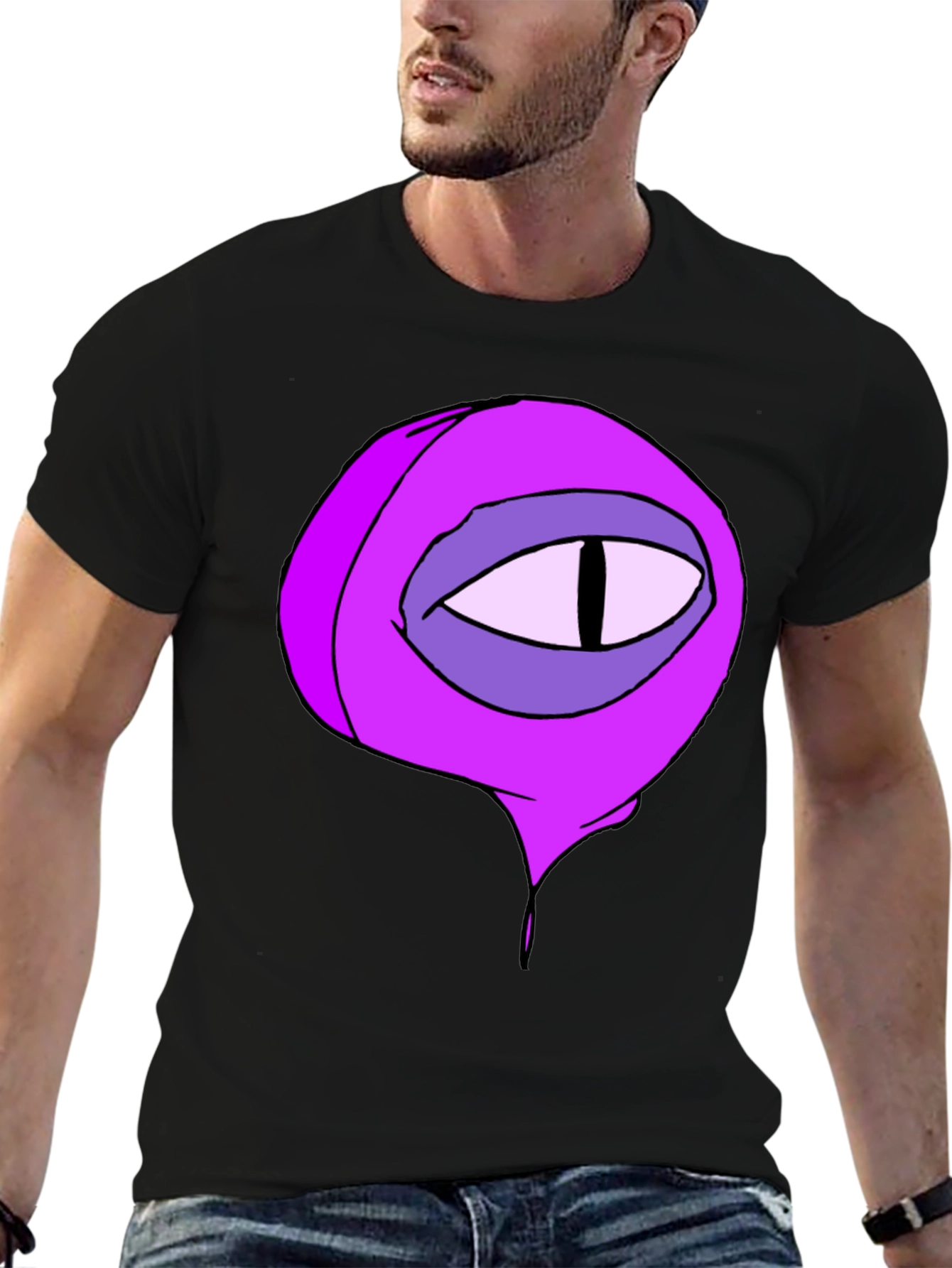 Black Black Tee with Cartoon Eye Graphic view 6