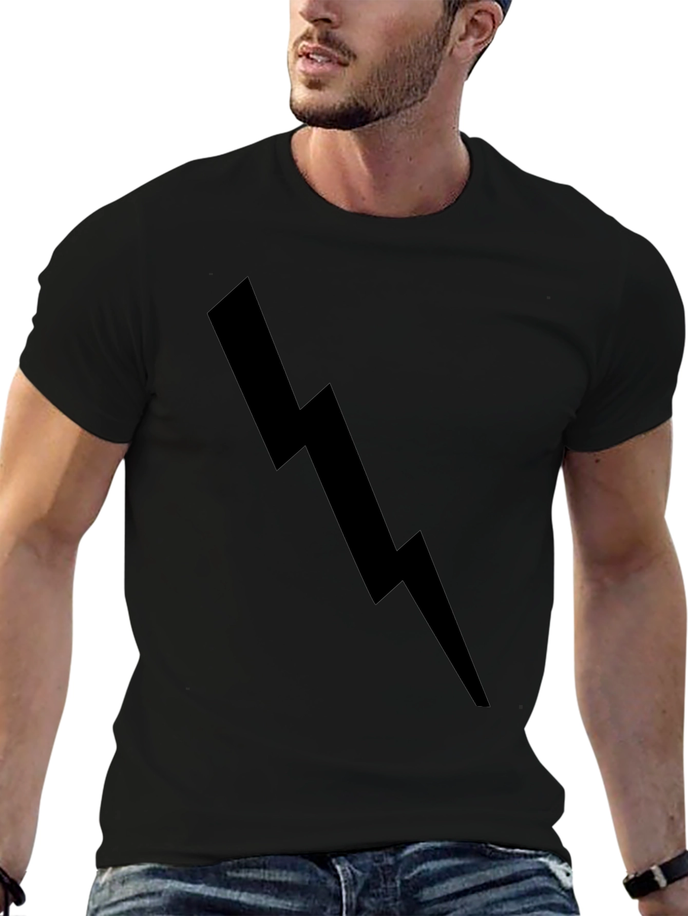 Black Black Lightning Bolt Graphic Tee - Casual Style view 6