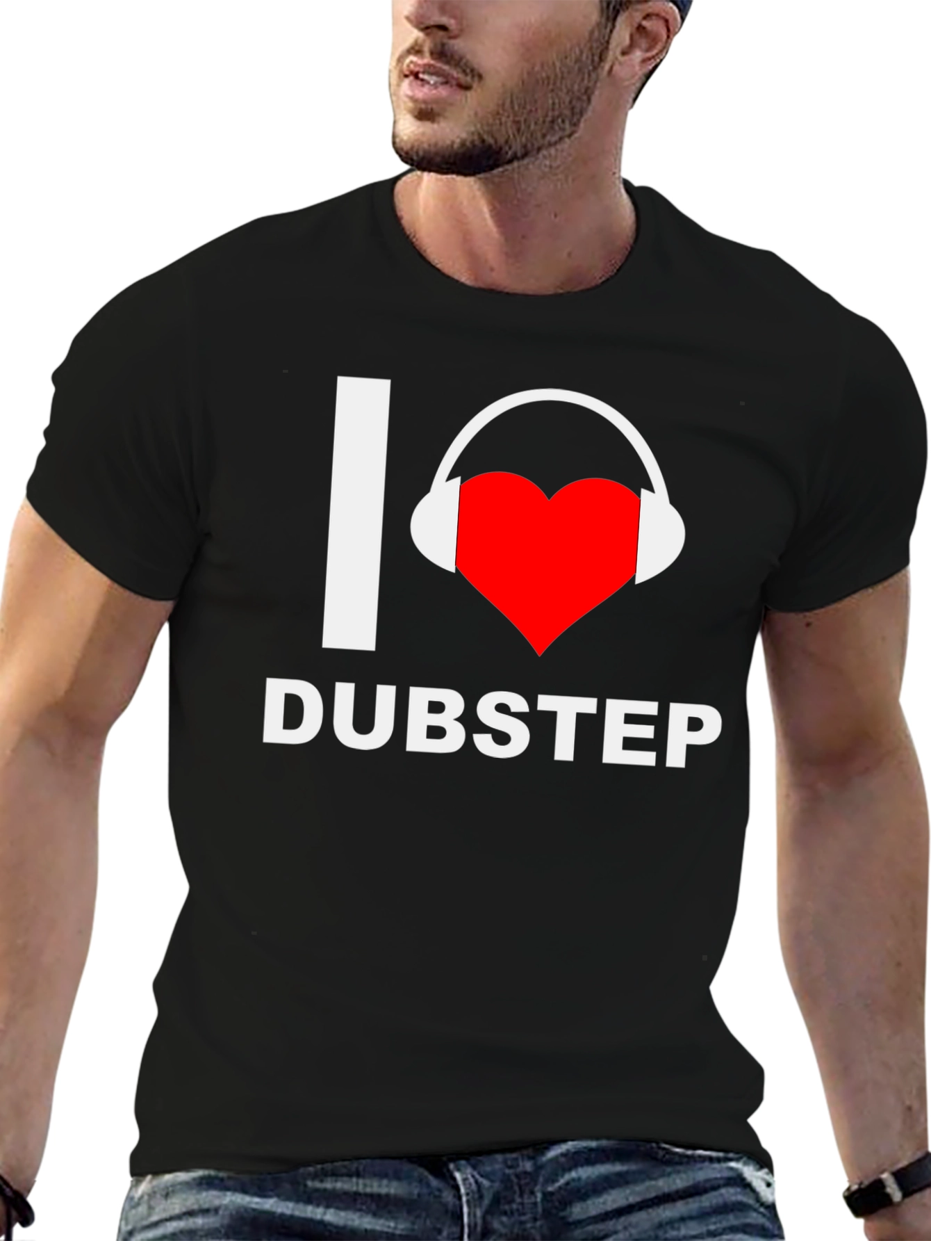 Black I Love Dubstep Music T-Shirt - Black view 6