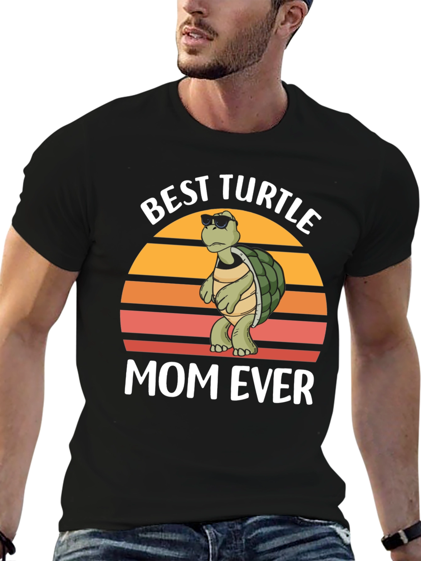 Black Best Turtle Mom Ever T-Shirt view 6