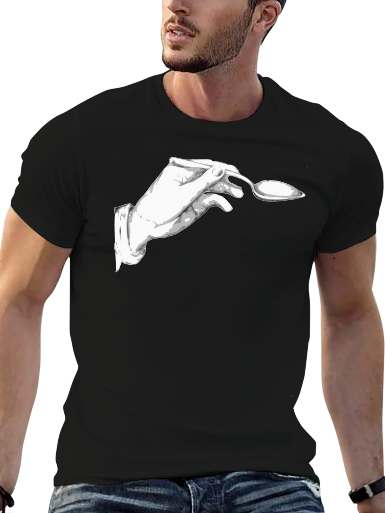 Black Novelty Hand & Spoon Graphic Tee view 6